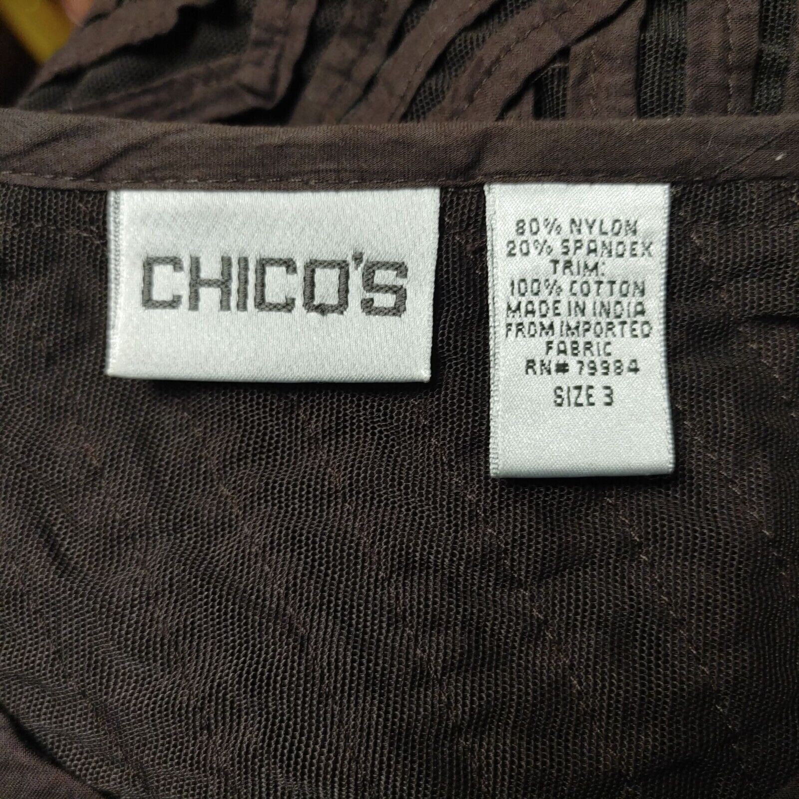 Chicos Chico's Women's Black Nylon Sheer Long Sleeve Top 3 Size 3XL / US 20-22 - 3 Thumbnail