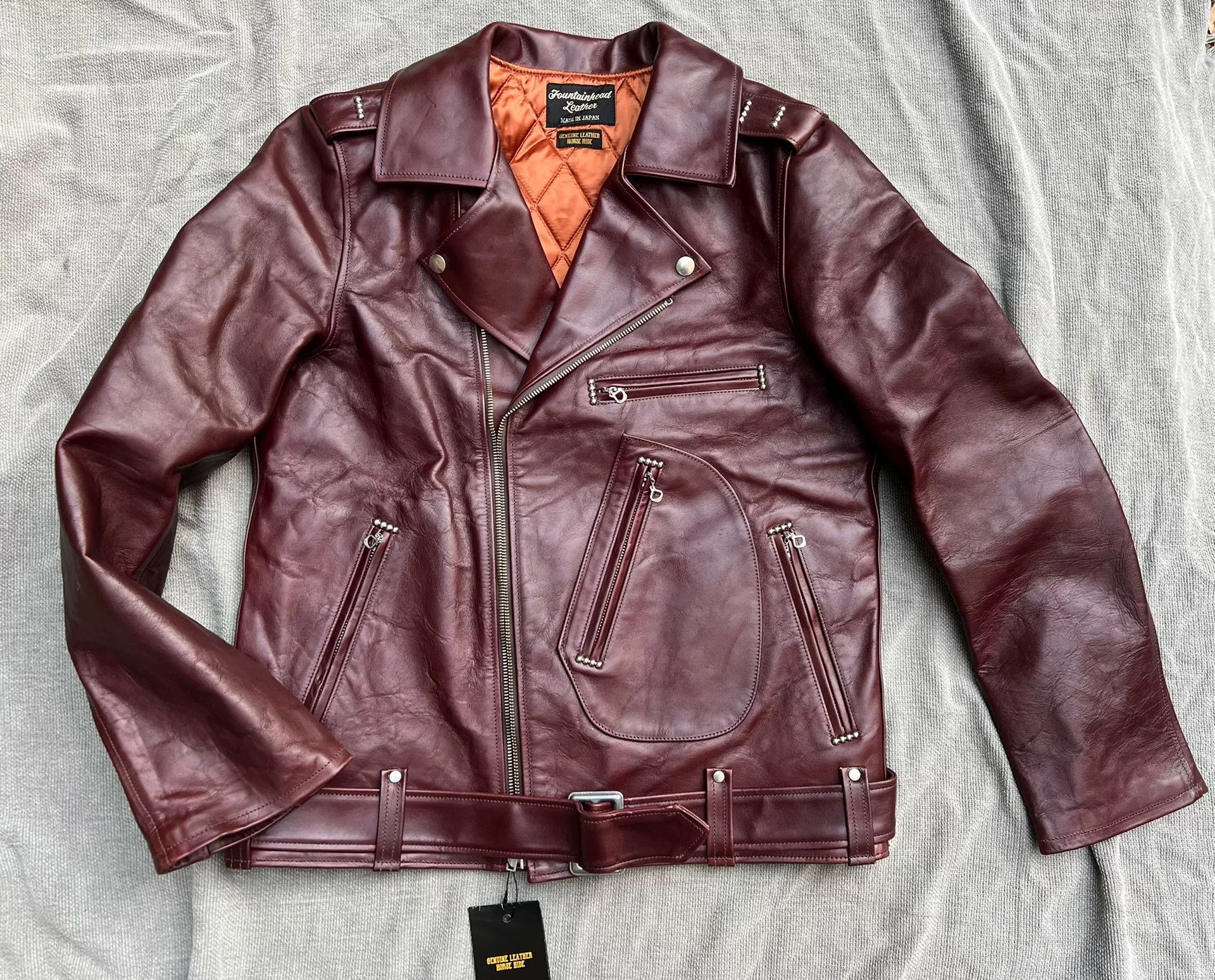 Japanese Brand × Vintage Shama Japanese skinny red leather jacket