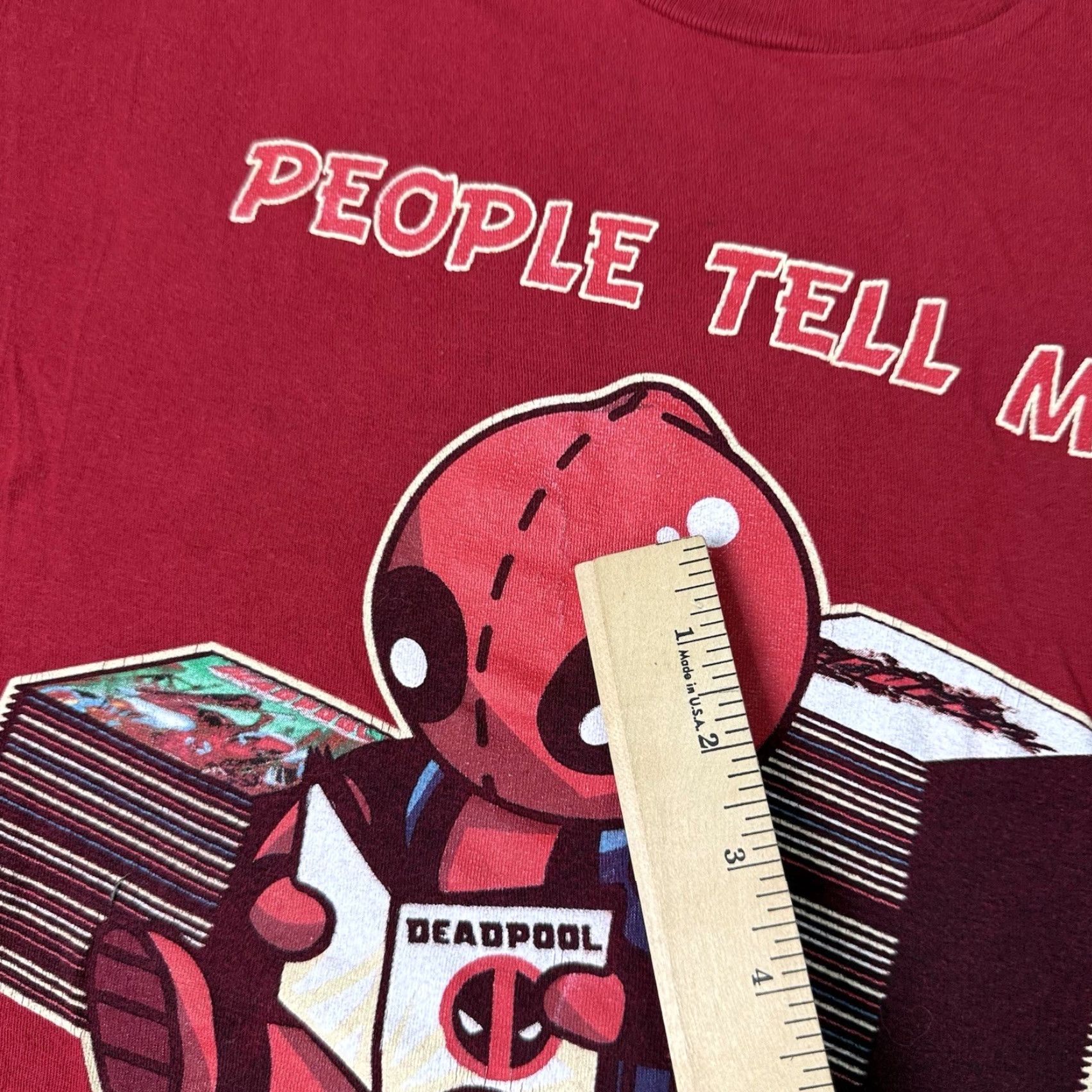 Vintage Marvel Deadpool T Shirt Mens L Red Crew Neck Short Sleeve Jersey Cotton Graphic Print Love 90s? No, not 90s since unknown. Size US L / EU 52-54 / 3 - 4 Thumbnail