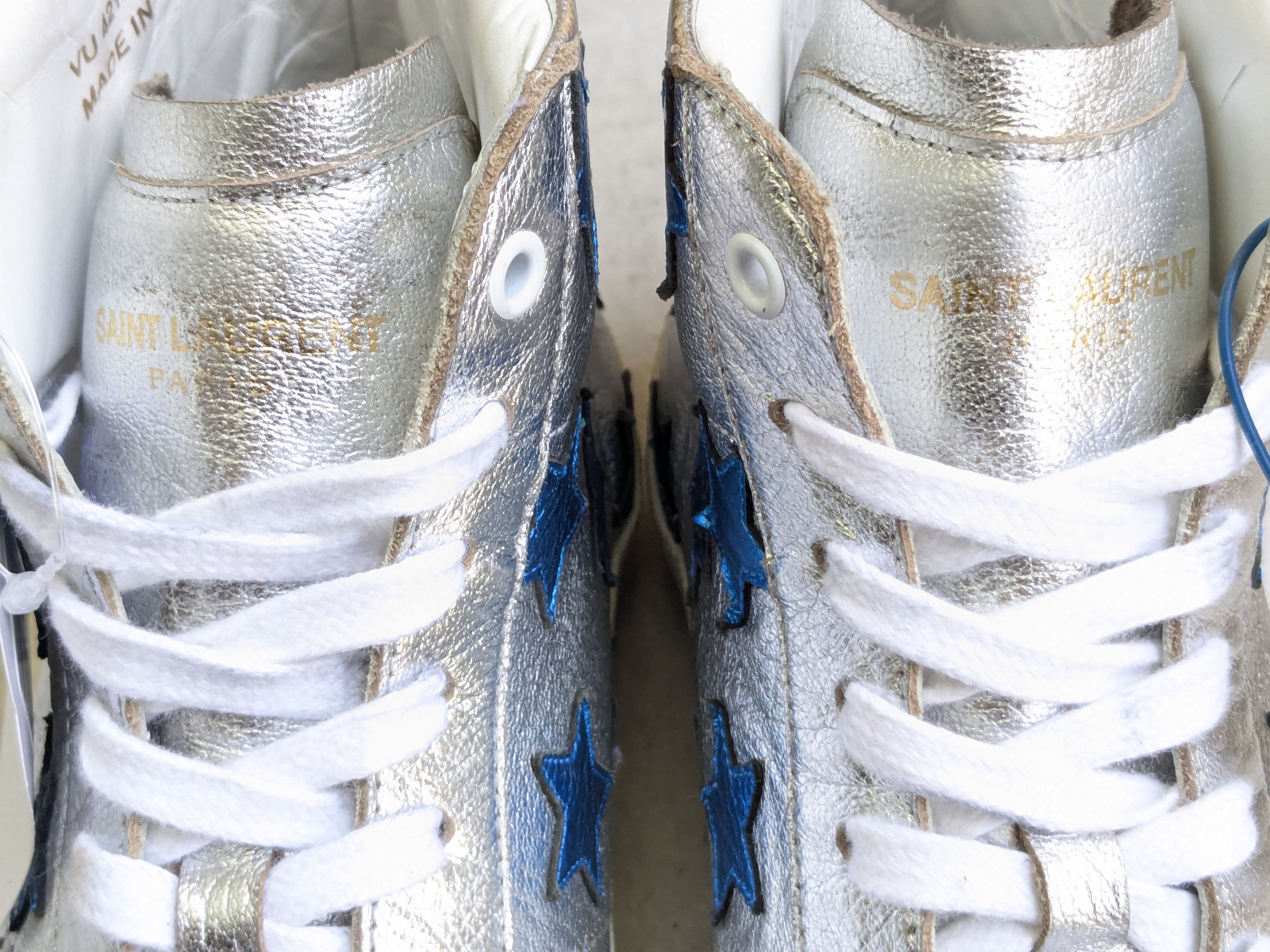 Saint Laurent Paris Saint Laurent High Top Sneakers 11 44 Stars Silver Blue Red Size US 11 / EU 44 - 7 Thumbnail