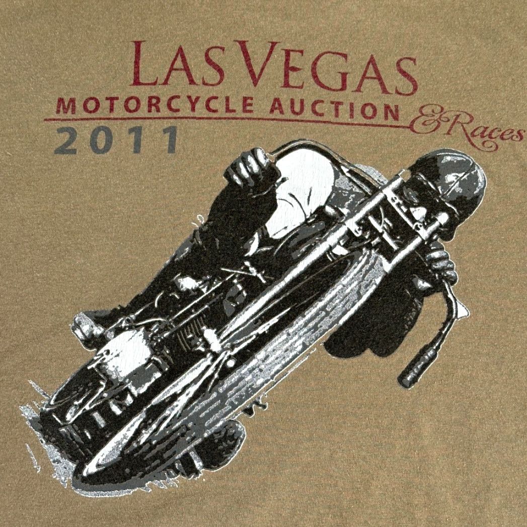 Gildan Motorcycle Shirt Adult LARGE Green Las Vegas Races Mid America Antique Auctions Mens T-Shirt Crew Neck Long Sleeve Cotton Size US L / EU 52-54 / 3 - 5 Thumbnail