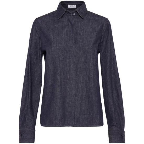 Brunello Cucinelli BRUNELLO CUCINELLI Women Shirts MA782MM606 C001 BLUE Size S / US 4 / IT 40 - 1 Thumbnail