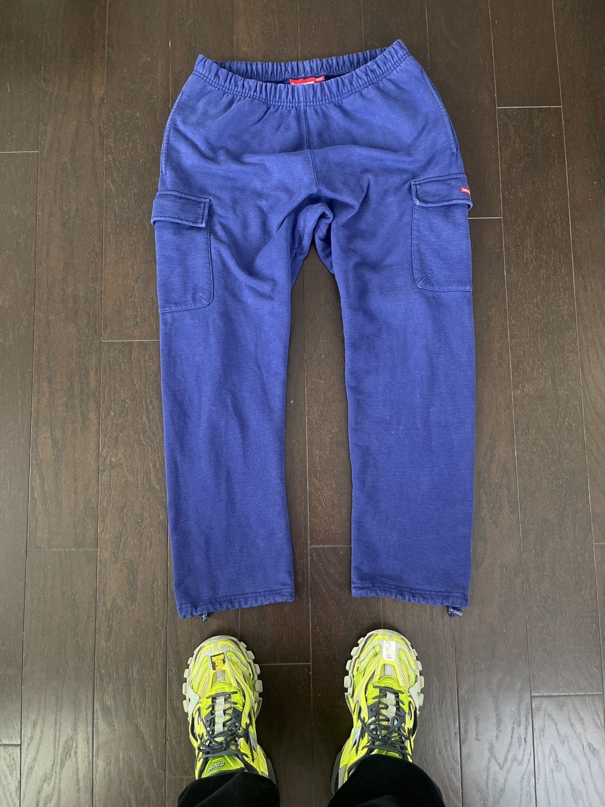 image of Supreme Logo Cargo Sweat Pant in Blue, Men's (Size 36)