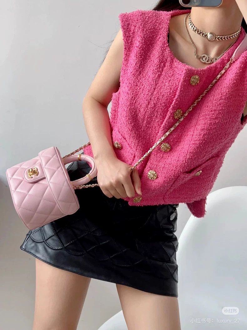 Chanel Chanel 22S peach pink short braided vest Size S / US 4 / IT 40 - 9 Thumbnail