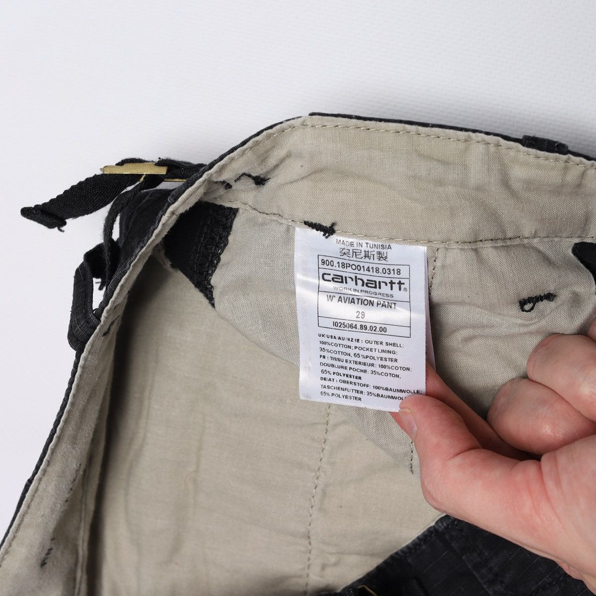 Carhartt Carhartt WIP W’ Aviation Pants Black Cargo Pant White Tag Size 29" - 8 Thumbnail