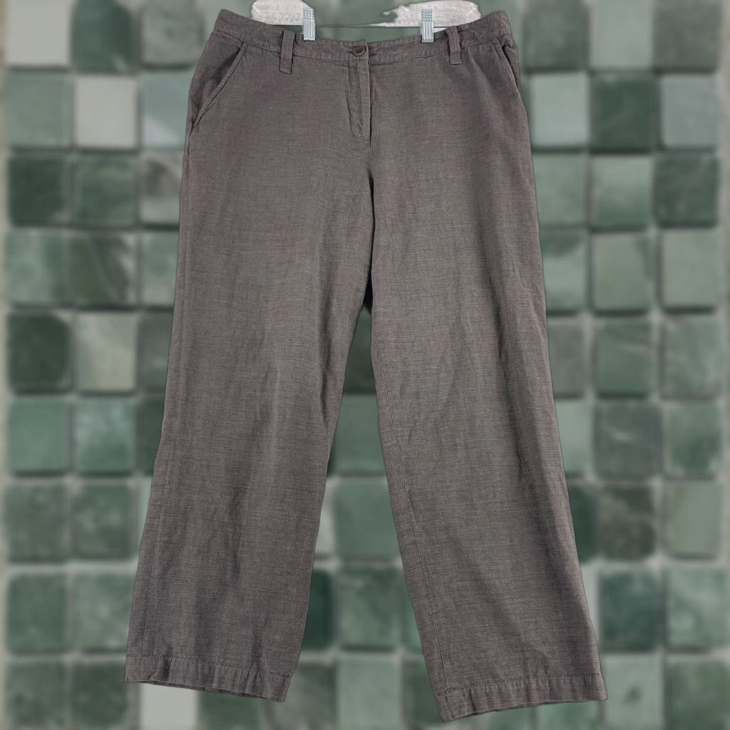 Eileen Fisher Eileen Fisher Pants Womens Large Brown Straight Crop 100% Cotton Mid-Rise Casual Size 36" / US 14 / IT 50 - 1 Thumbnail