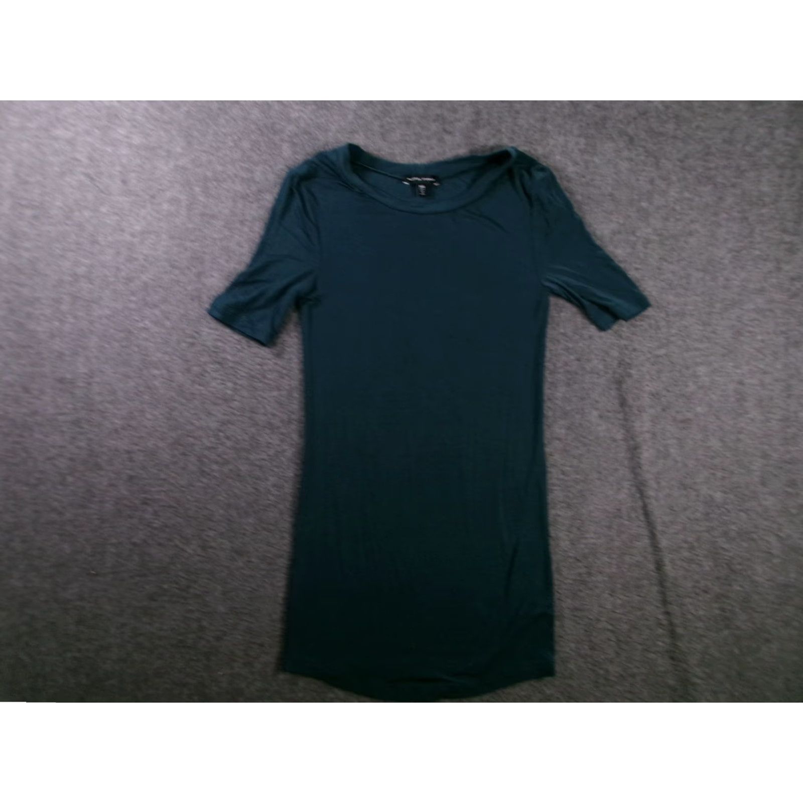 Vintage Universal Standard Dress Womens 3XS Ribbed Short Sleeve Tunic Modal Fitted Teal Size 26" / US 2 / IT 38 - 2 Thumbnail