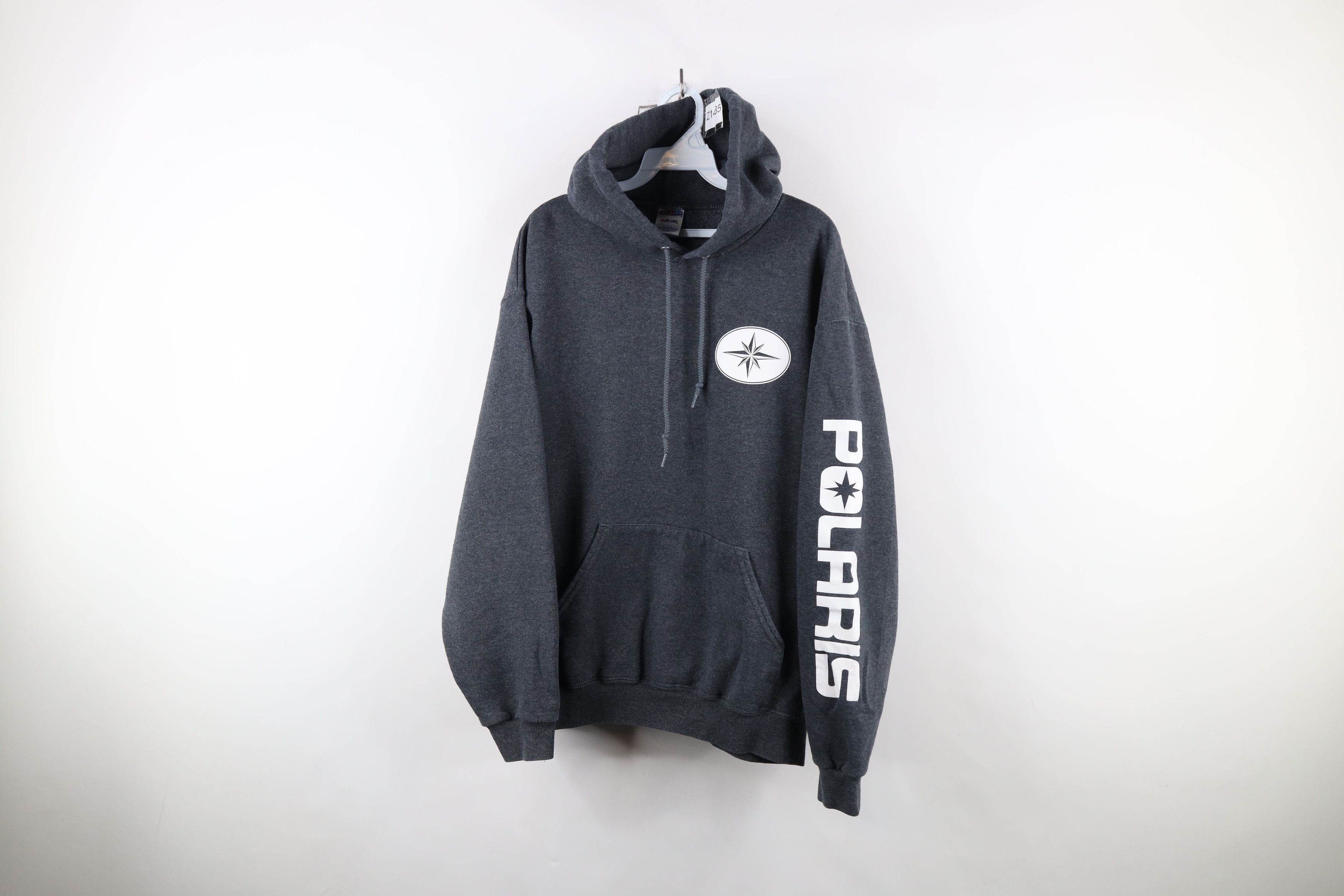 Vintage Vintage 90s Polaris Spell Out Hoodie Sweatshirt Dark Gray Size US L / EU 52-54 / 3 - 1 Thumbnail