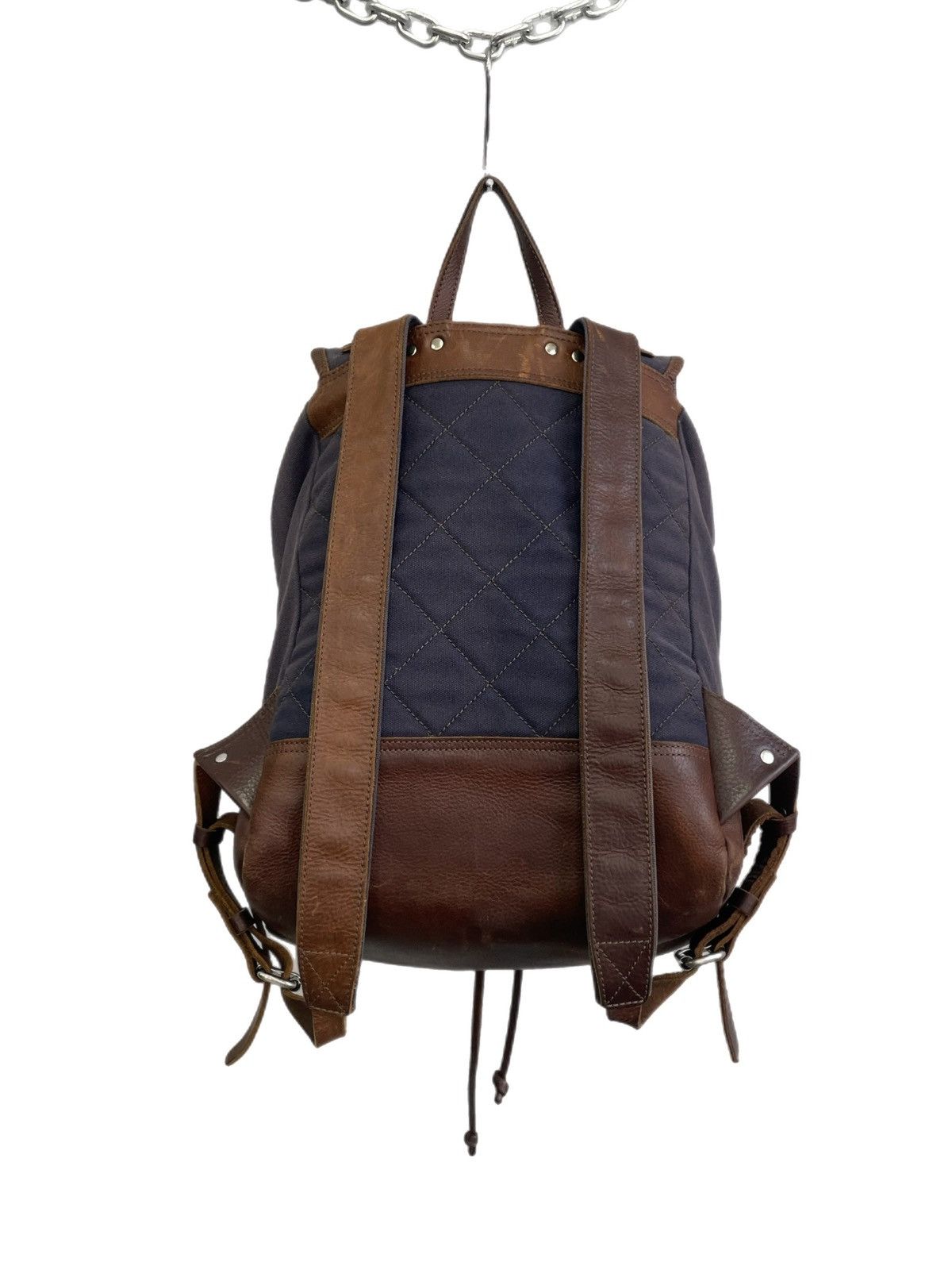 Japanese Brand Diesel style canvas leather backpack Y2K explorer style 90s Size ONE SIZE - 8 Thumbnail