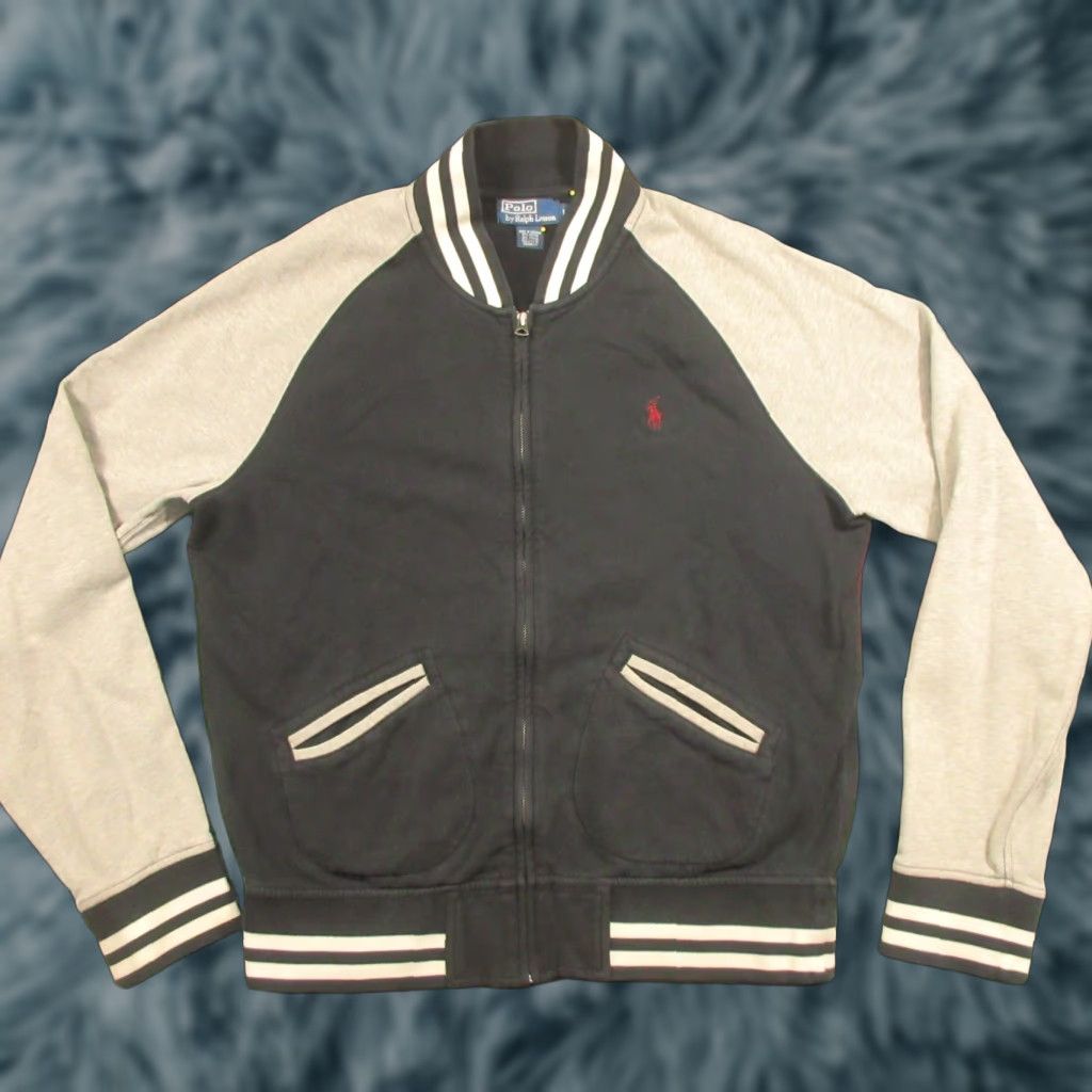 Polo Ralph Lauren VTG Polo Ralph Lauren Varsity Jacket Men L Black Gray Cotton Blend Full Zip Logo Zipper 44 in Chest Multicolor Sports Baseball Varsity Jacket 90s Size US L / EU 52-54 / 3 - 1 Thumbnail