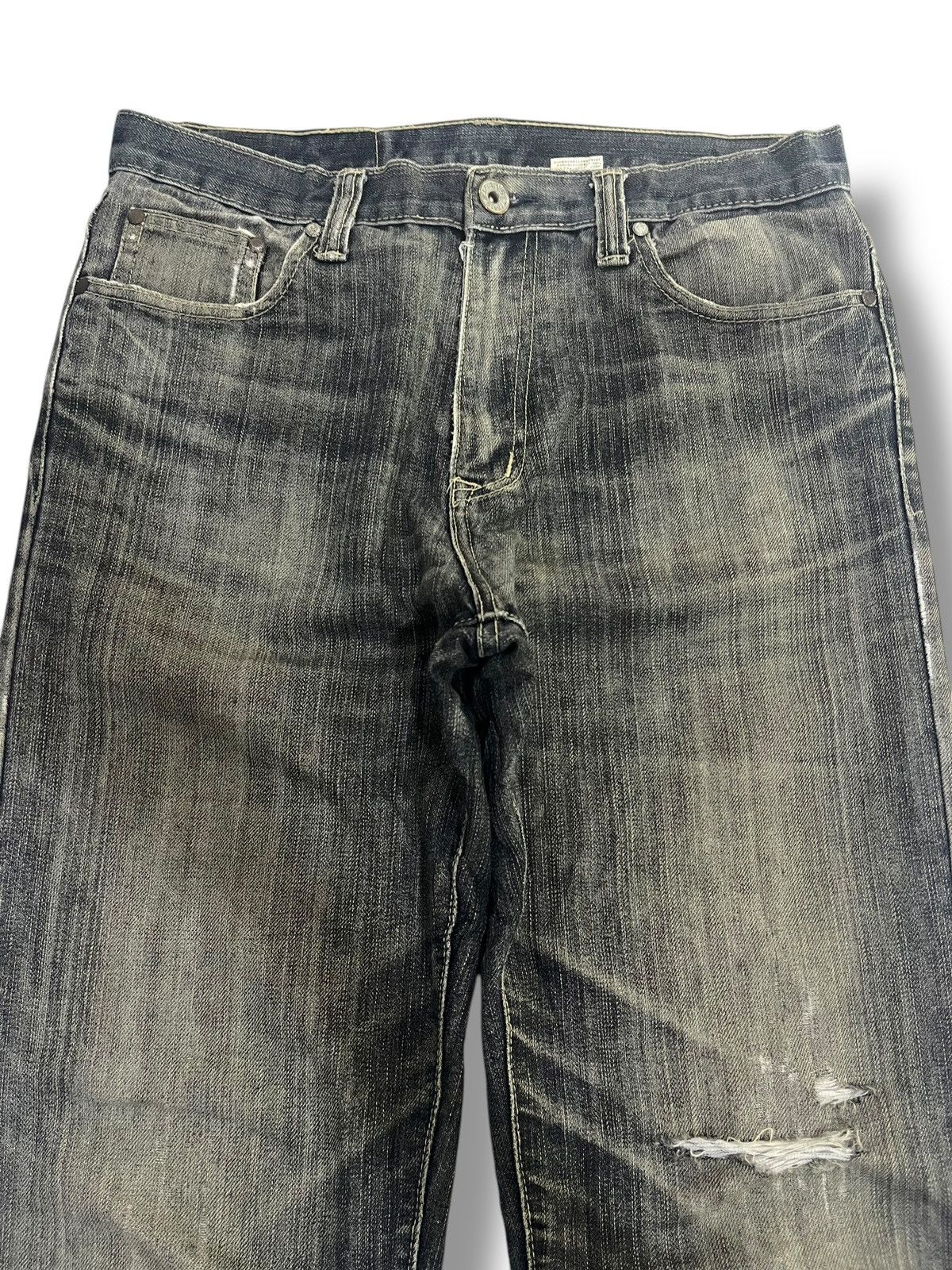 If Six Was Nine × Japanese Brand Y2K💥 VINTAGE WASHED BLUE DISTRESSED DENIM Size US 34 / EU 50 - 2 Thumbnail