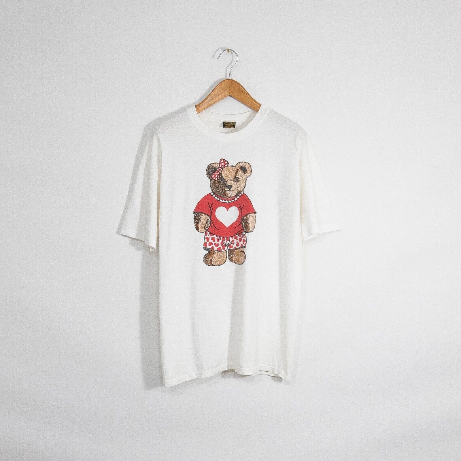 Vintage Vintage 90s Teddy Bear T Shirt XL - Cute Love Drawing USA Size US XL / EU 56 / 4 - 1 Thumbnail