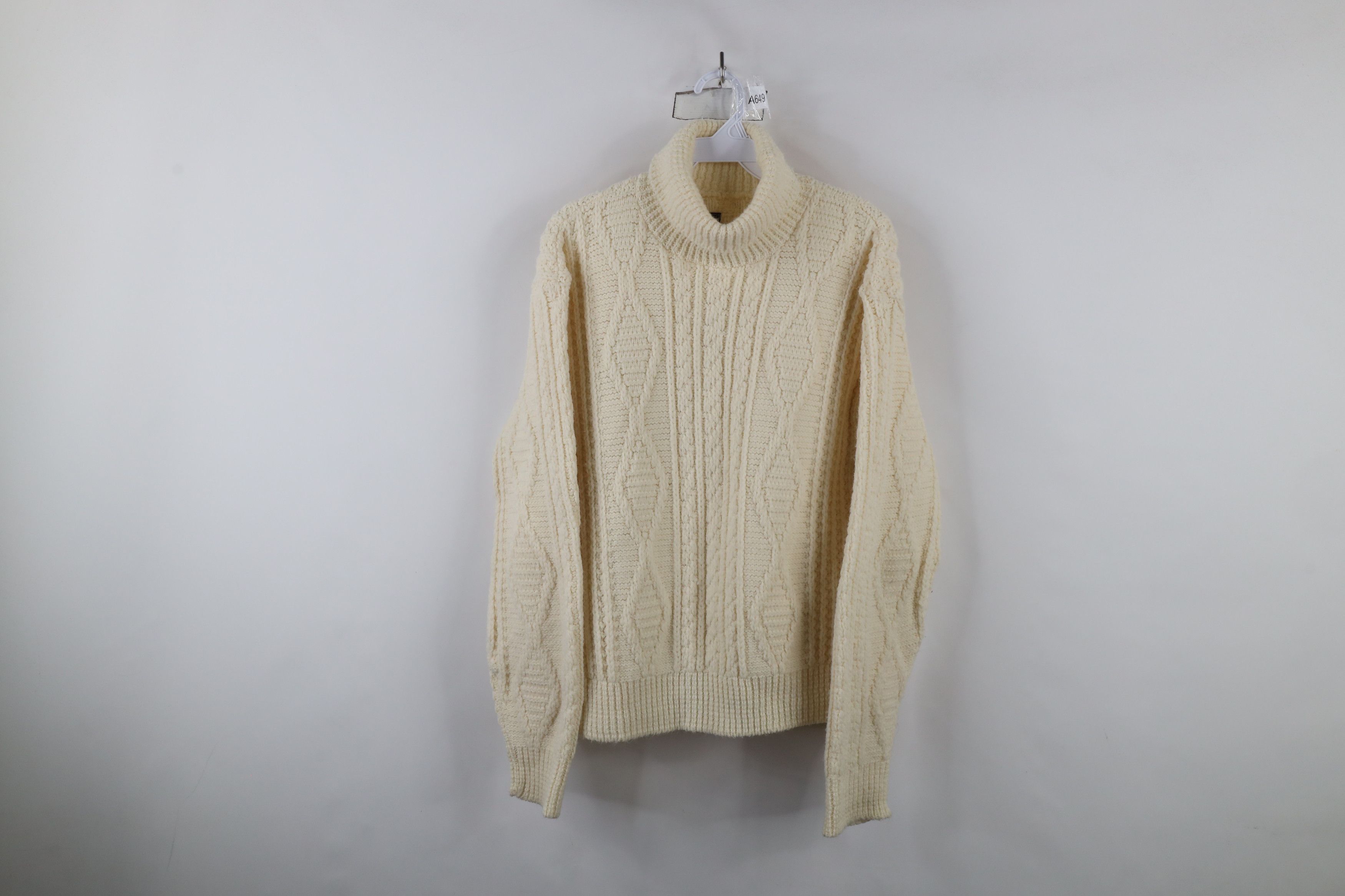 Vintage Vintage 70s Streetwear Knit Fisherman Turtleneck Sweater Size M / US 6-8 / IT 42-44 - 1 Thumbnail