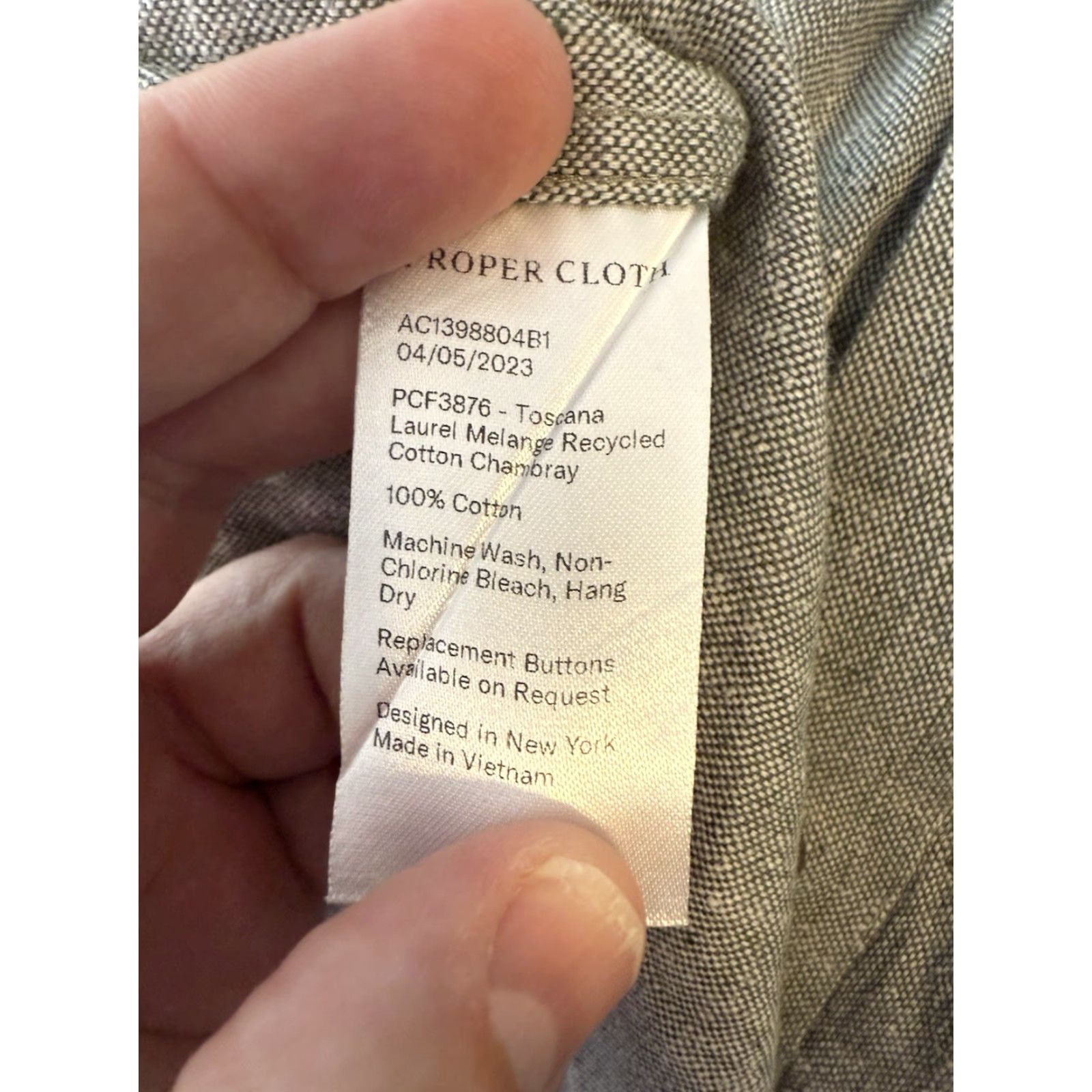 Proper Cloth Proper Cloth Shirt Mens 20.5 Gray Long Sleeve Button-Up Casual Travel 66 Chest Classic Woven Cotton Button-Up Collar Mens Size US XXL / EU 58 / 5 - 4 Thumbnail