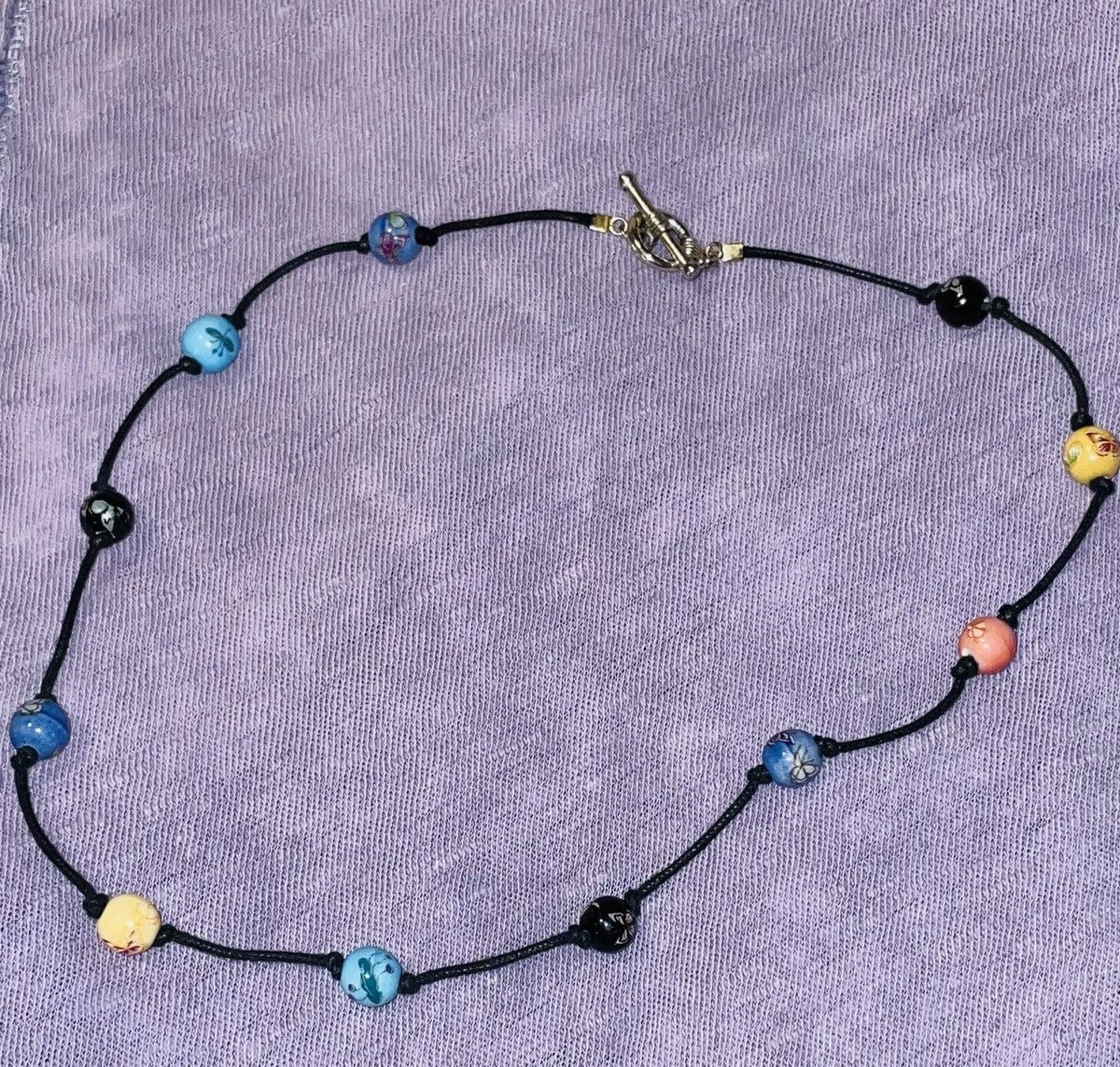 Vintage Vintage Cloisonne Beaded Leather Necklace Size ONE SIZE - 3 Thumbnail