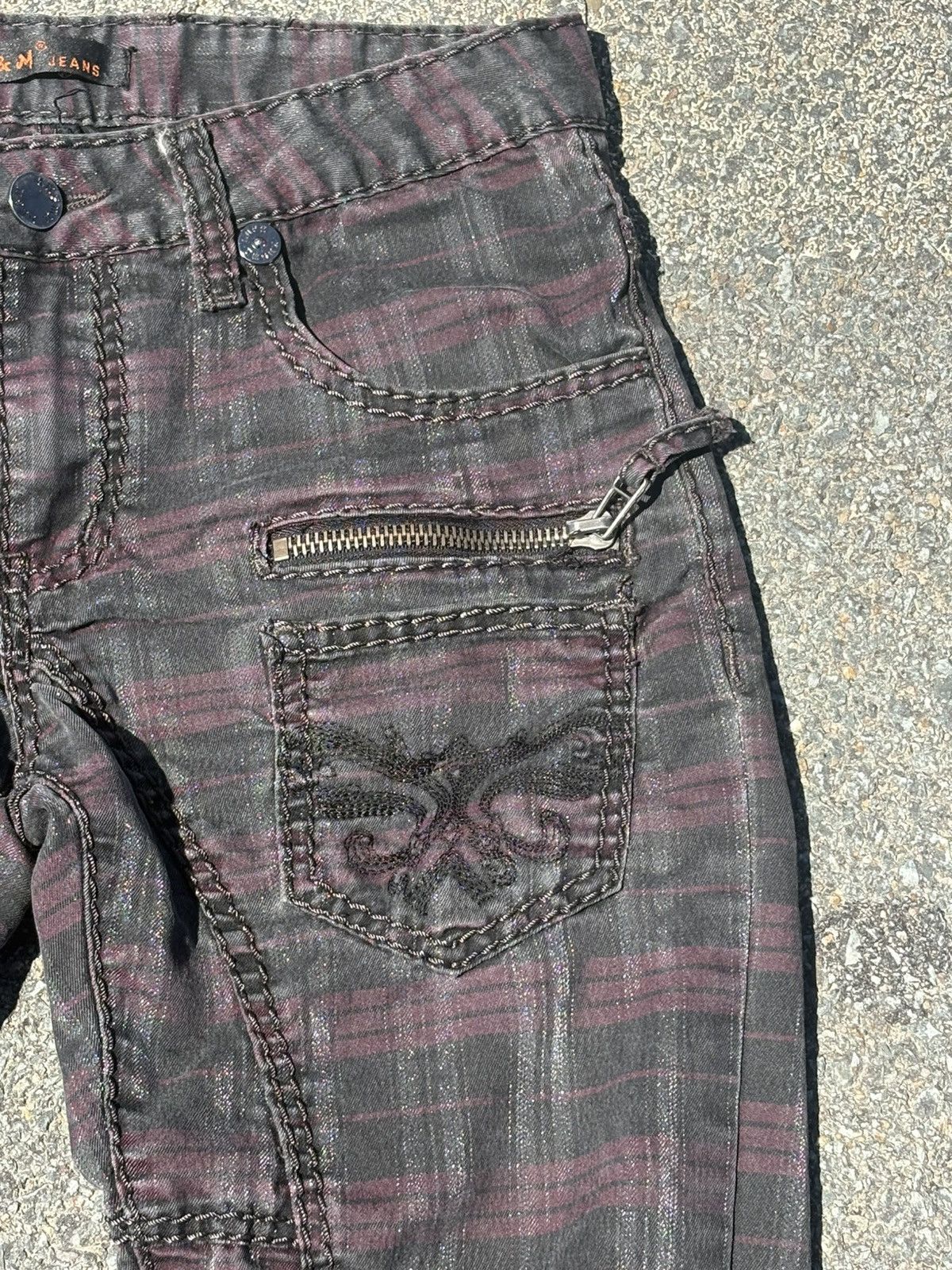 KMRii K&M Jeans Kosmo Lupo plaid flared embroidered pants Size US 30 / EU 46 - 2 Thumbnail