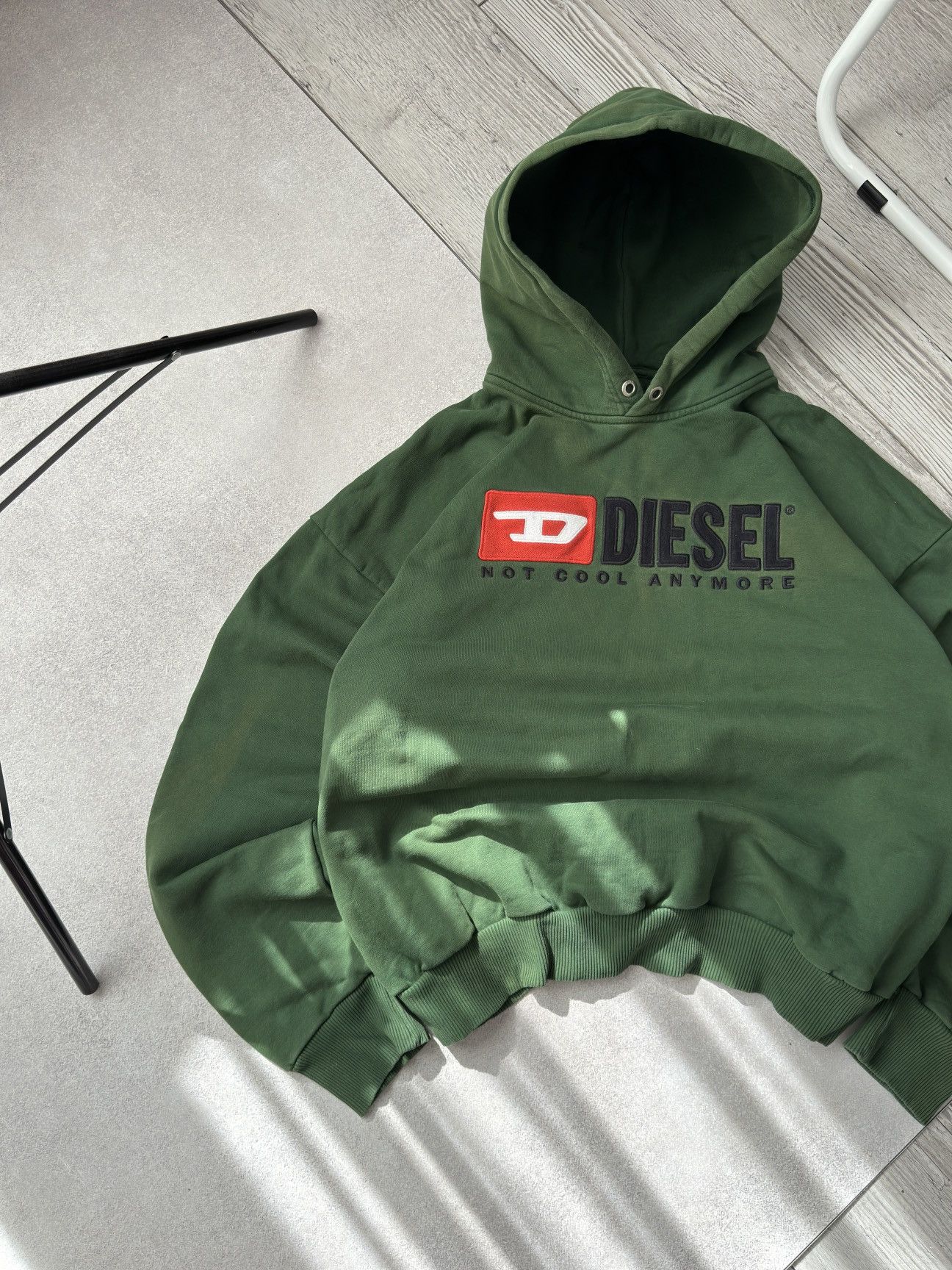 Diesel × Vintage Vintage Diesel big logo distressed Faded Y2K boxy hoodie Size US XL / EU 56 / 4 - 4 Thumbnail
