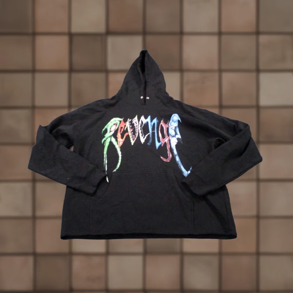 Revenge Revenge Hoodie Mens XL Black Pullover Front Logo Pockets Grunge Streetwear Sweatshirt Size US XL / EU 56 / 4 - 1 Thumbnail