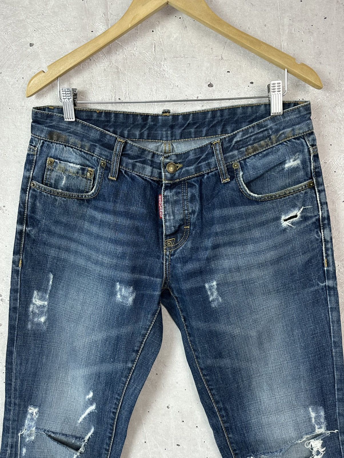 Dsquared2 Dsquared2 Vintage Distressed Washed Navy Cotton Jeans Size US 32 / EU 48 - 2 Thumbnail