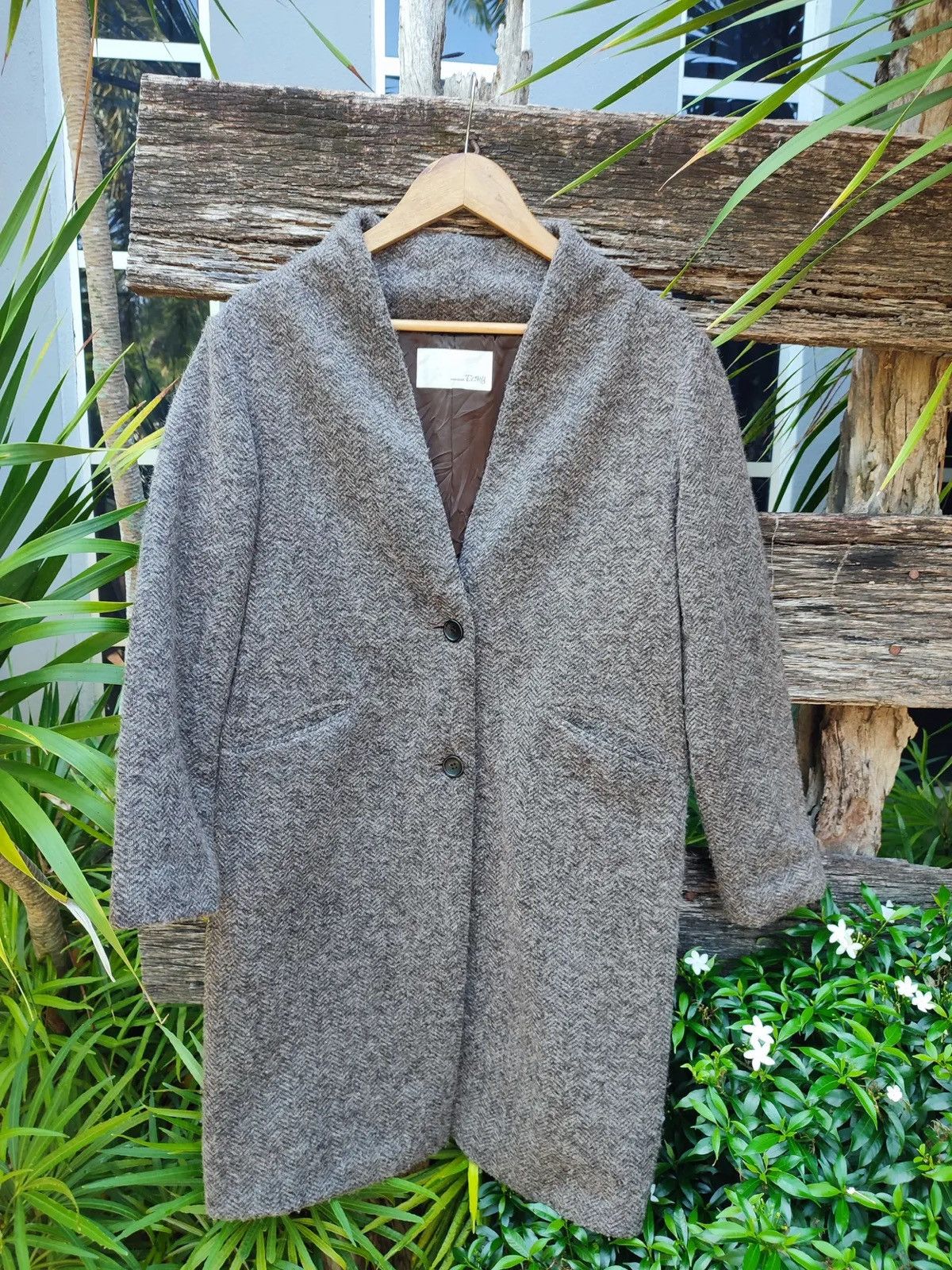 ABAHOUSE Abahouse ECRU Women’s Wool Blend Shawl Collar Overcoat Size M / US 6-8 / IT 42-44 - 1 Thumbnail