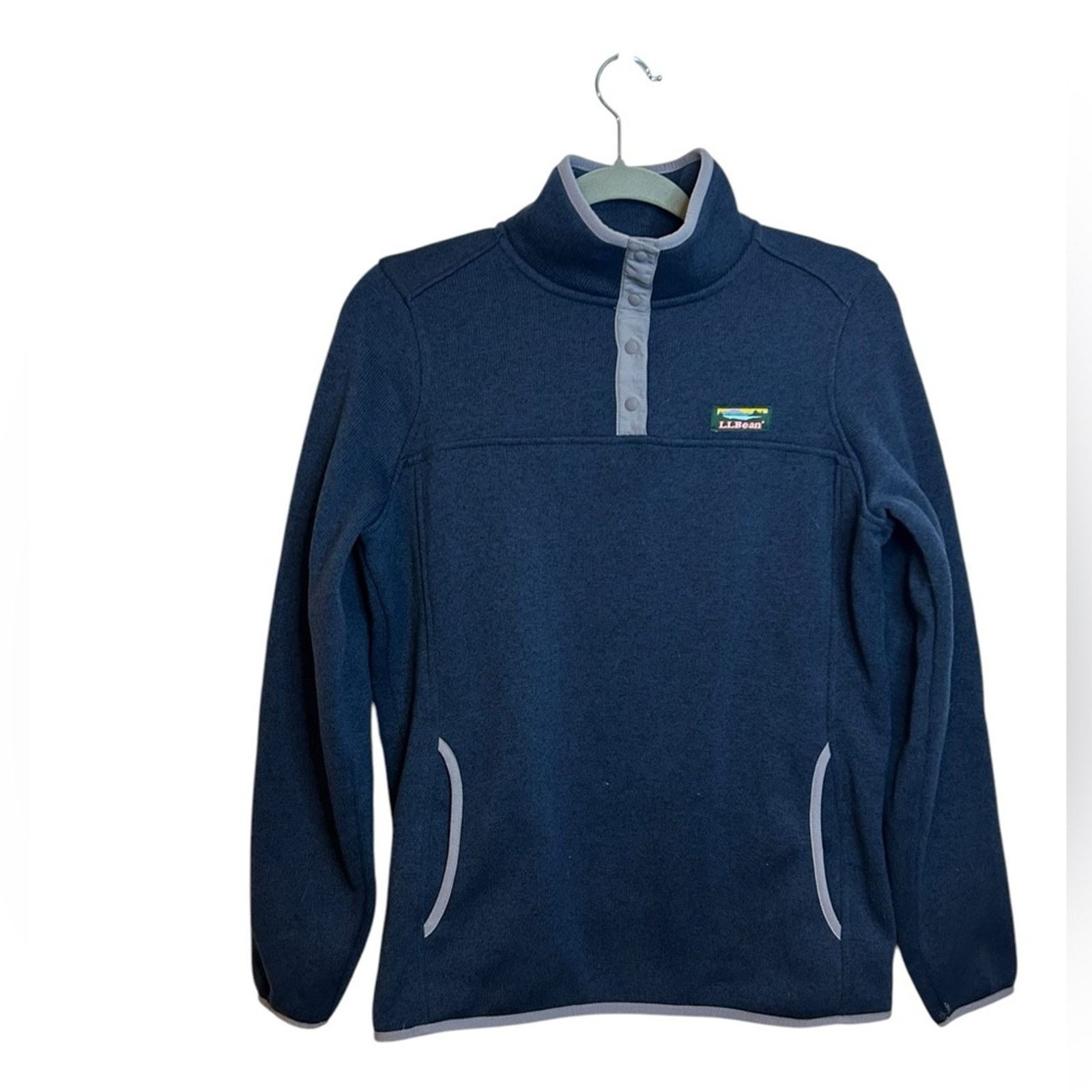 L.L. Bean LL Bean Navy Blue Quarter Snap Pullover Fleece Size S / US 4 / IT 40 - 1 Thumbnail