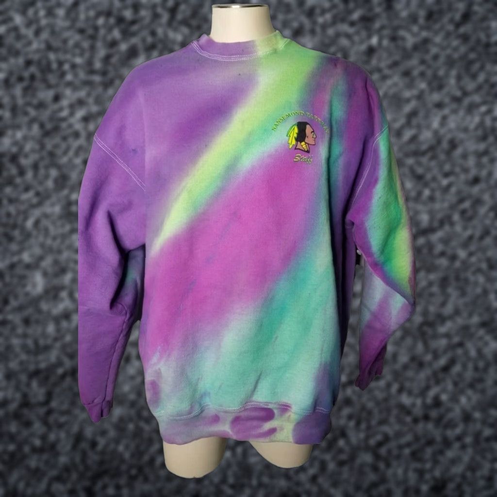 Fruit Of The Loom VINTAGE Fruit of the Loom Sweatshirt Crewneck Nansemond Parkway 90s Tie Dye Purple 2XL Mens Size US XXL / EU 58 / 5 - 1 Thumbnail