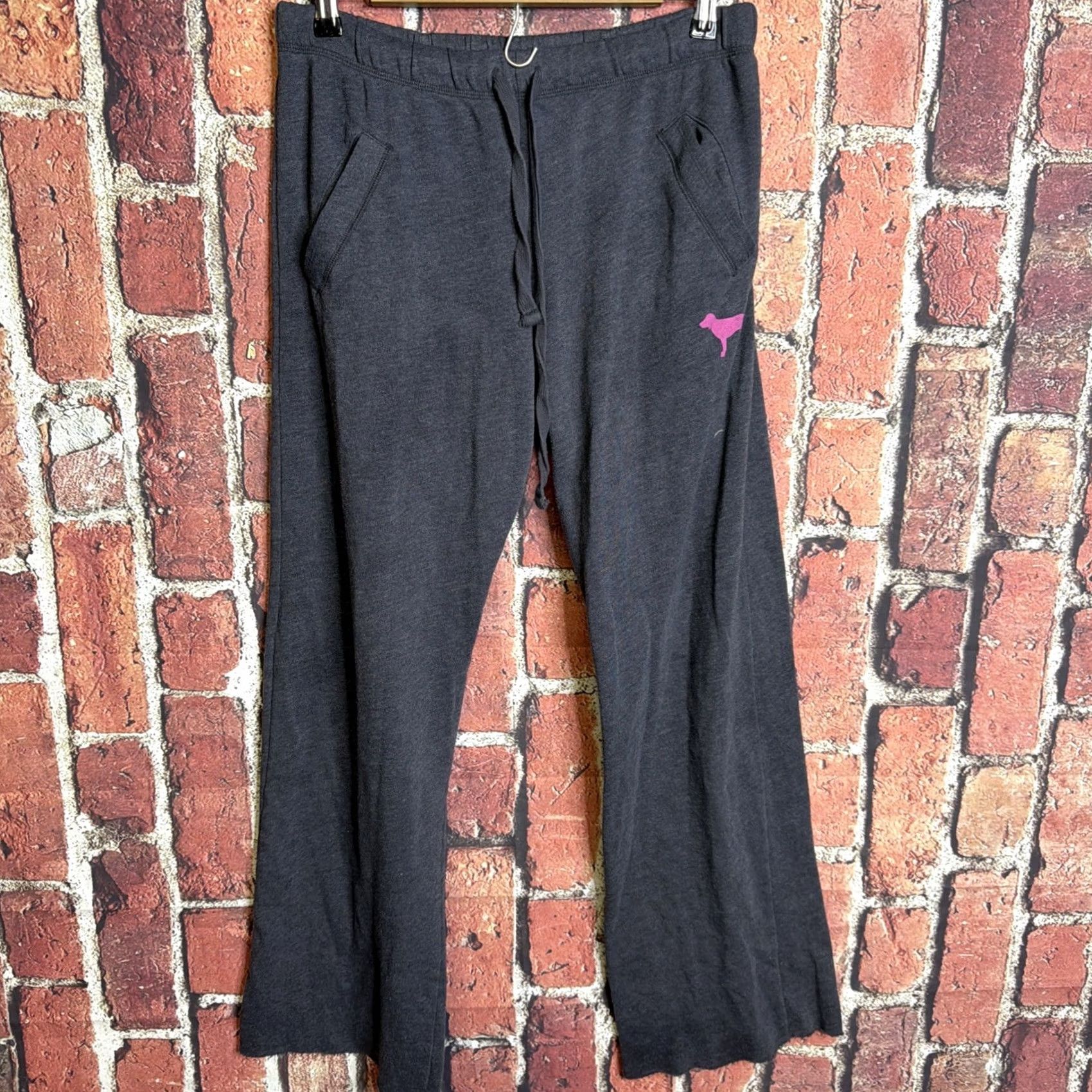 Victoria's Secret VINTAGE Victorias Secret Pink Sweatpants Womens S Wide Leg Gray Logo Spellout Size 28" / US 6 / IT 42 - 2 Thumbnail
