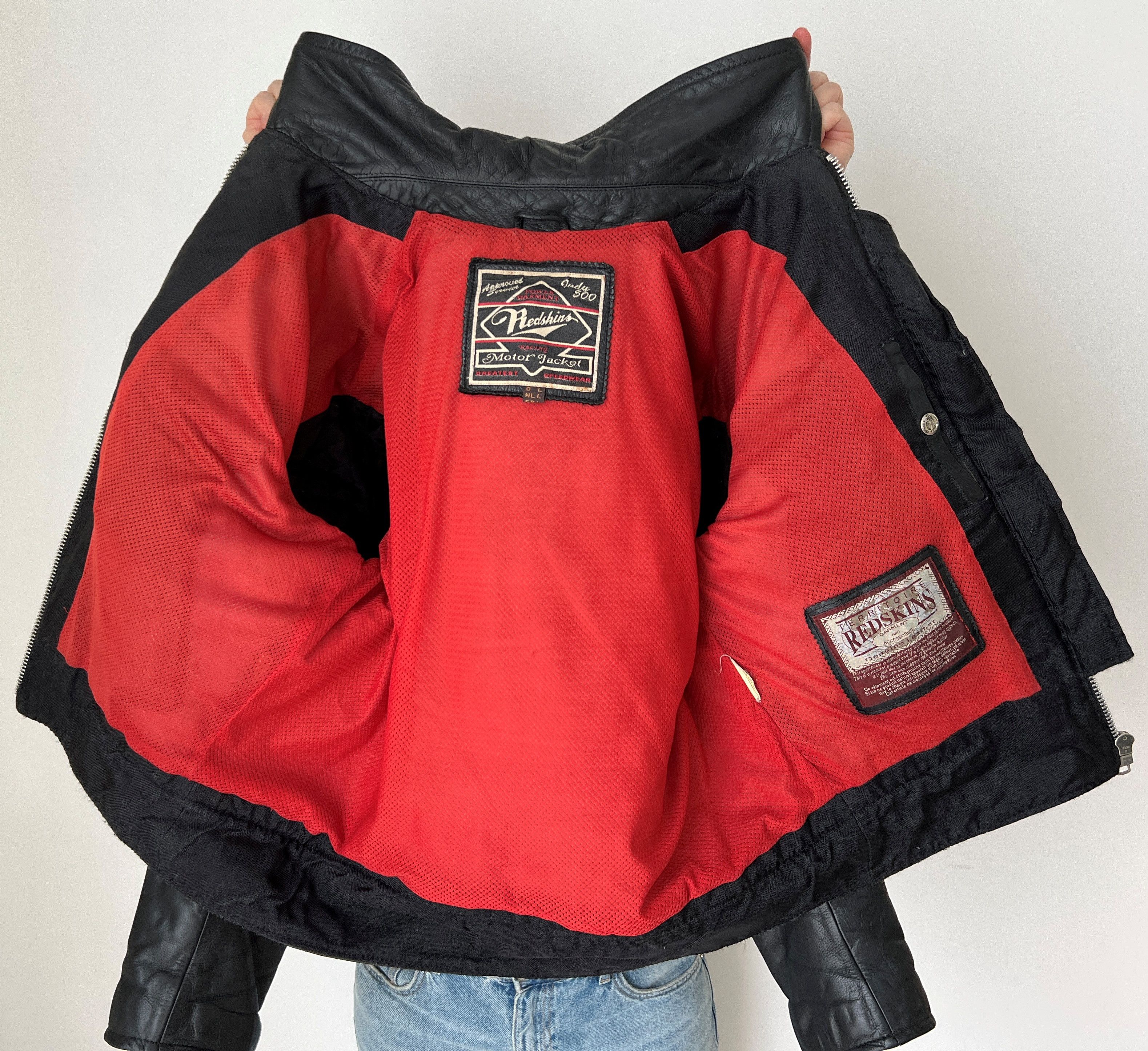 Other VINTAGE Y2K RED SKINS MOTORCYCLE BIKER LEATHER JACKET Size L / US 10 / IT 46 - 6 Thumbnail