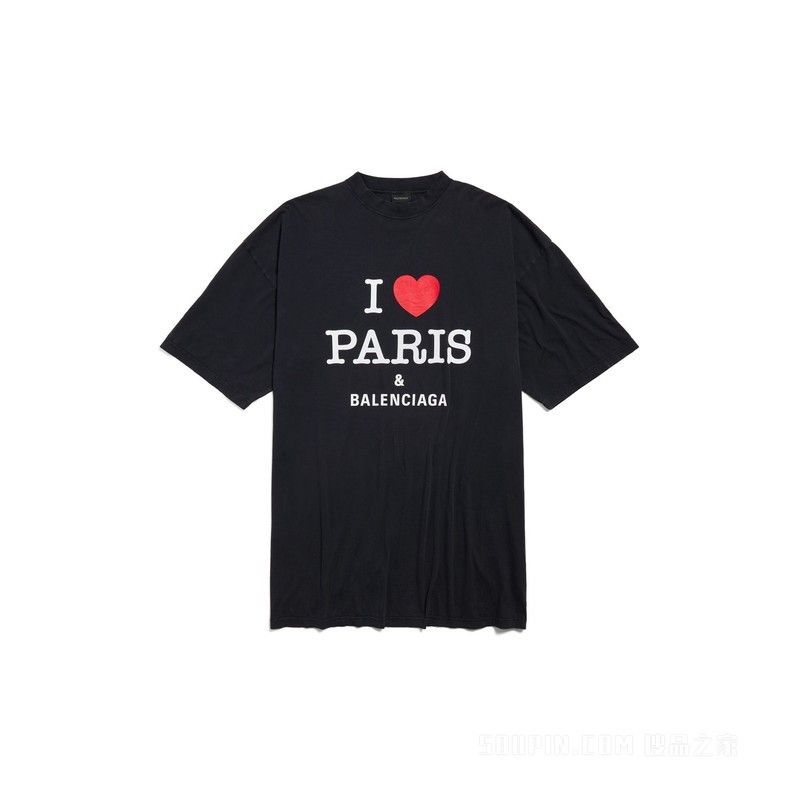 Balenciaga o1srvl11e0325 I Love Paris & Balenciaga T-Shirt in Black Size L / US 10 / IT 46 - 1 Thumbnail