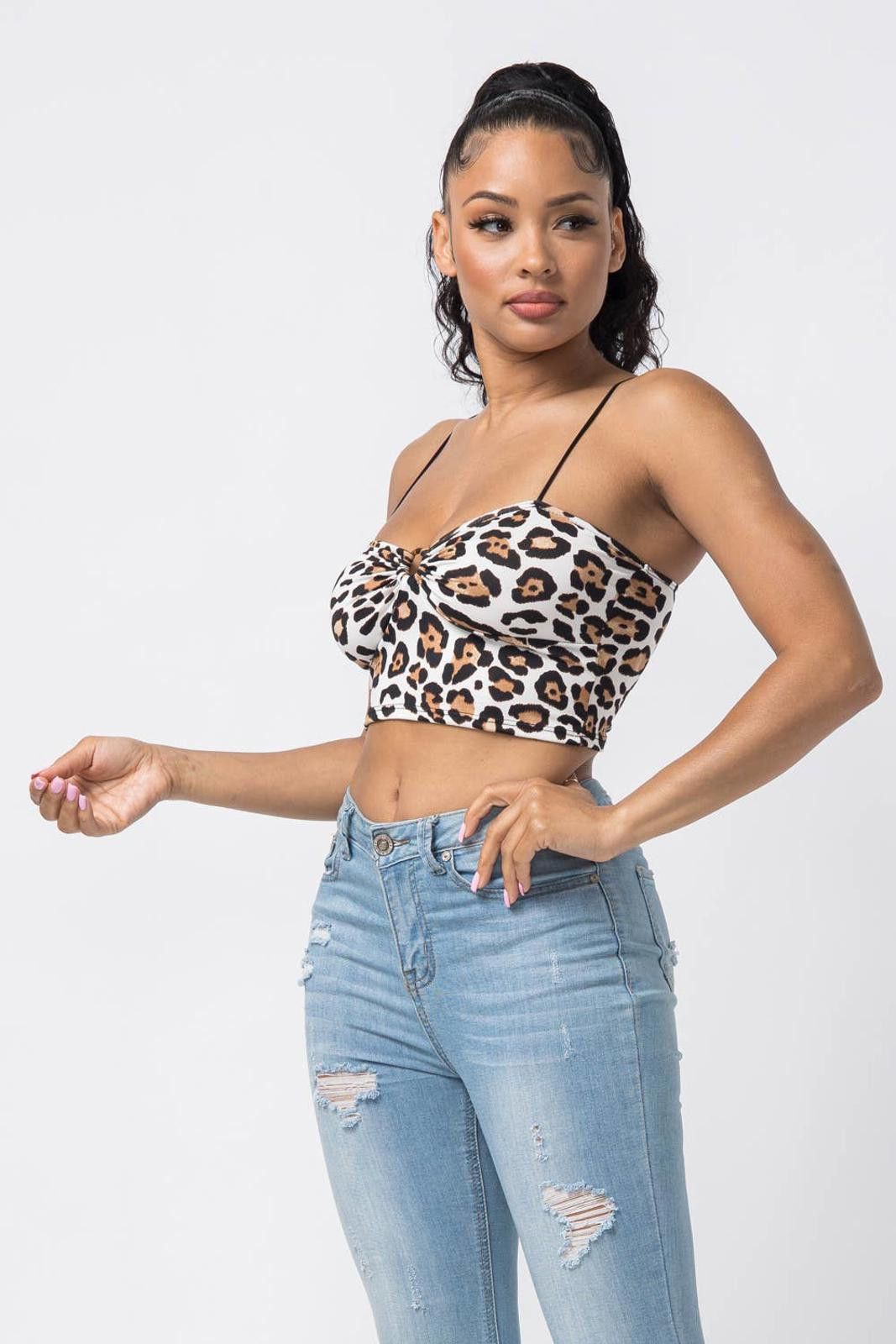 Other Animal Print Leopard Sleeveless O Ring Crop Top Julia Size S / US 4 / IT 40 - 2 Thumbnail