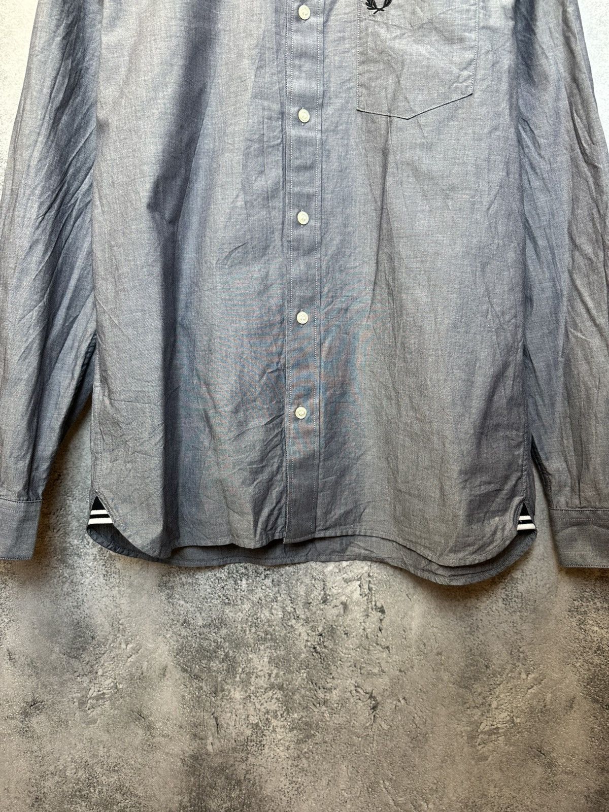 Designer × Fred Perry Fred Perry Shirt Button Up Gray Long Sleeve Oxford Pocket Size US M / EU 48-50 / 2 - 8 Thumbnail