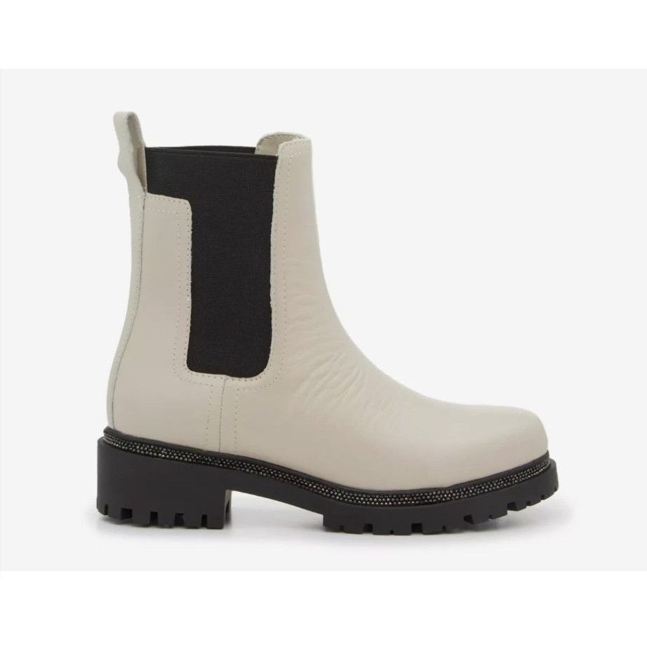 DKNY Rick Vanilla Bone Black Ankle Boots Memory f