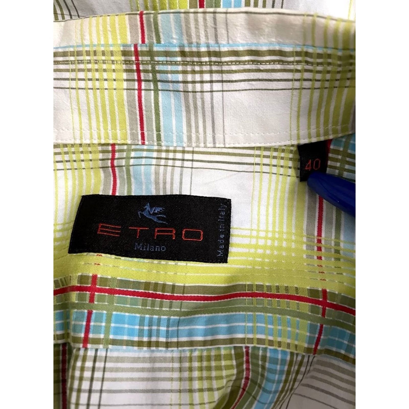 Etro Etro Milano Mens Button-Up Shirt 40 Yellow Plaid Cotton Long Sleeve Size US L / EU 52-54 / 3 - 3 Thumbnail