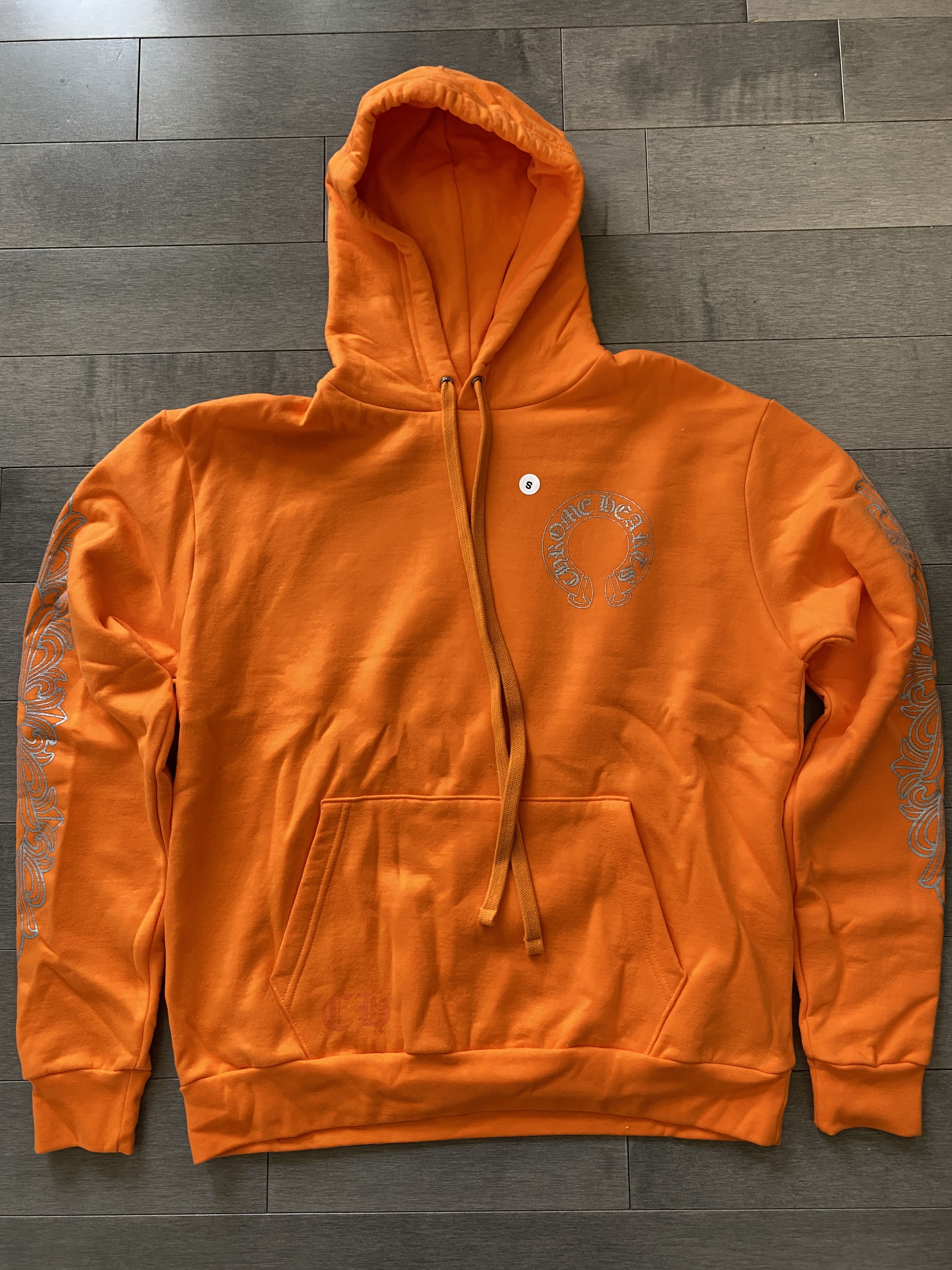 Image of Chrome Hearts Horse Shoe Logo Ultra Hd Pullover Hoodie in Orange, Men's (Size Small)