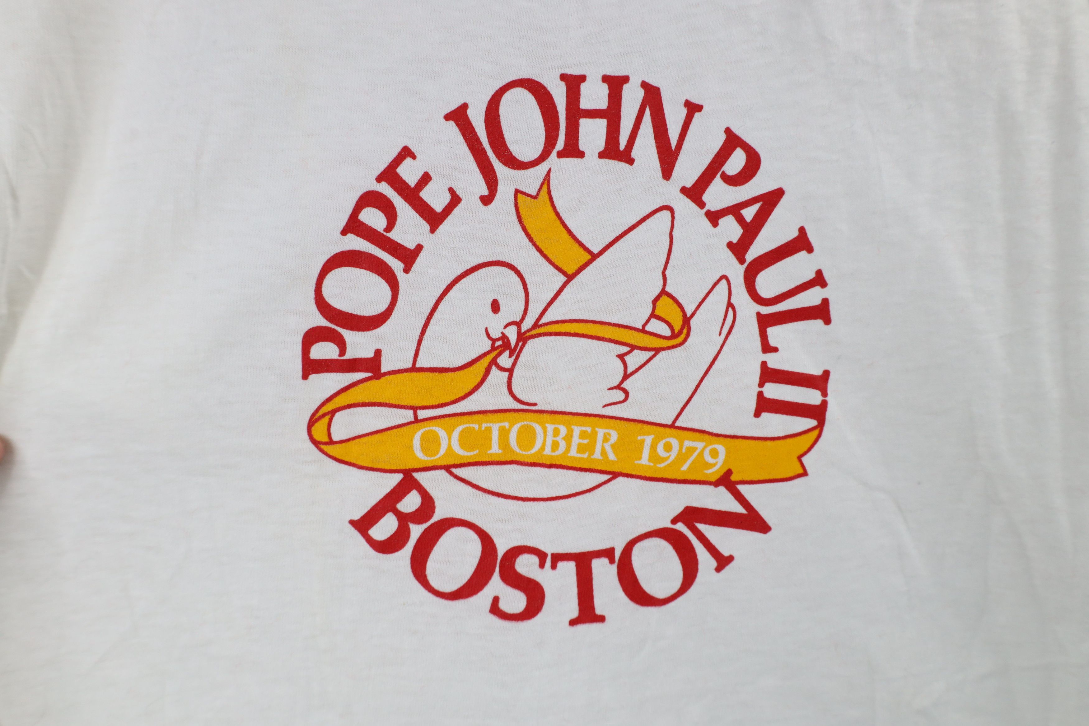 Vintage Vintage 70s Pope John Paul II Boston T-Shirt White USA Size US M / EU 48-50 / 2 - 4 Thumbnail