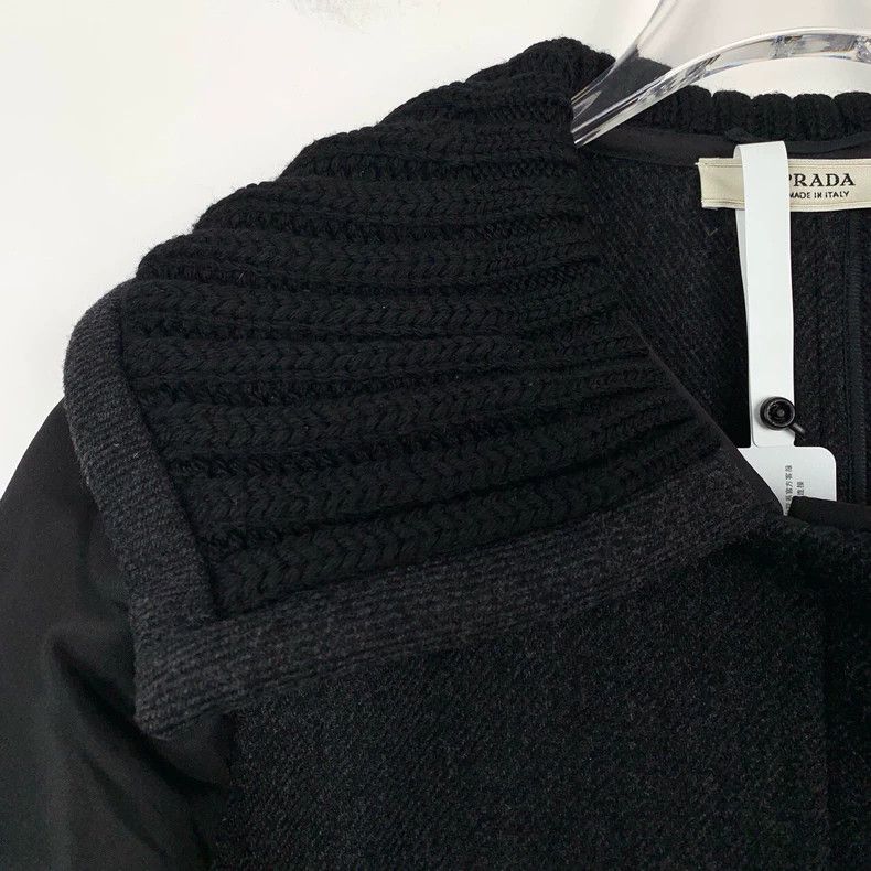 Prada Prada Black wool tweed coat with puff sleeve lapel 2506-Nex Size S / US 4 / IT 40 - 3 Thumbnail