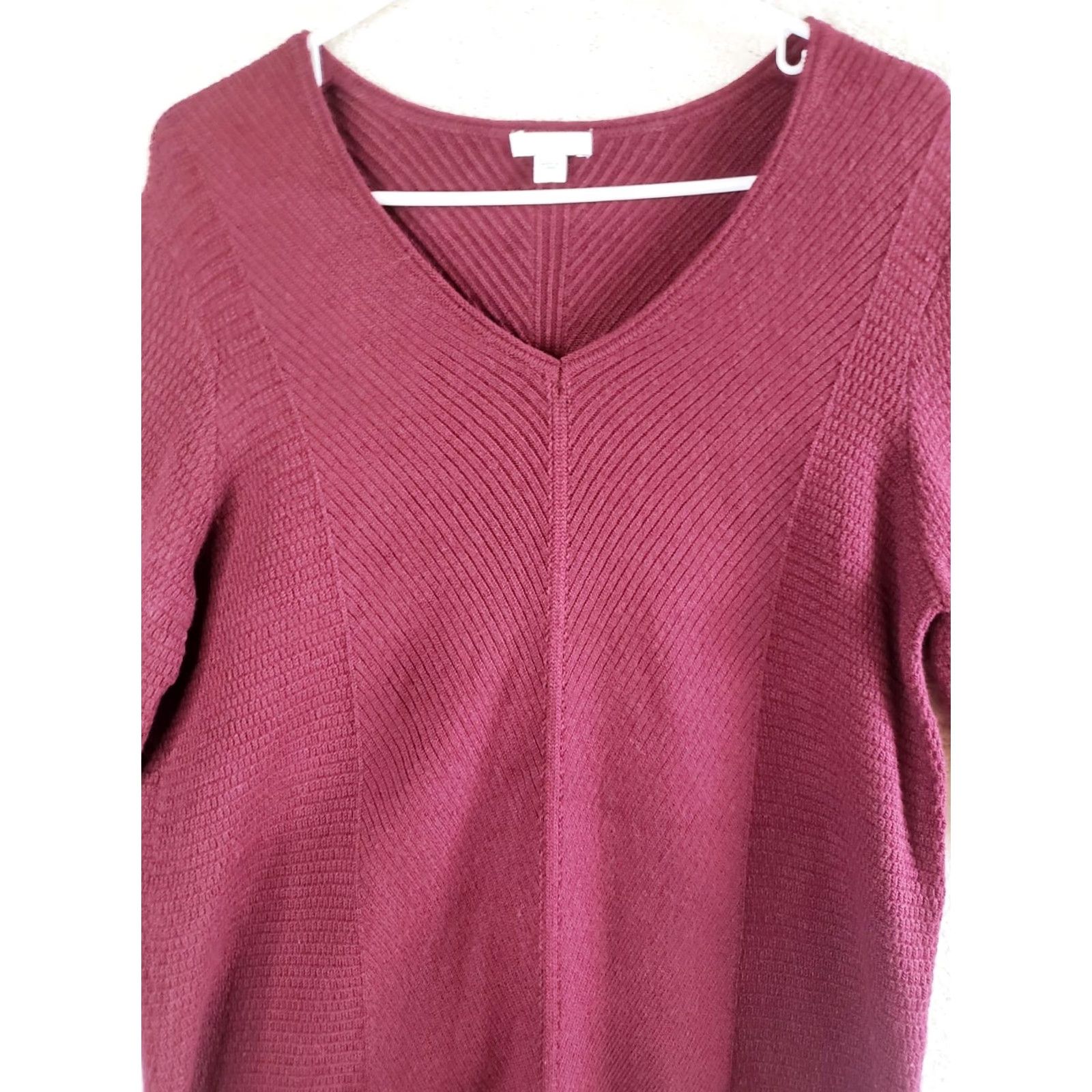 J. Jill J. Jill Women's Cardigan Sweater Tunic Length Burgundy V-Neck Long Sleeve Small XS? Size S / US 4 / IT 40 - 3 Thumbnail