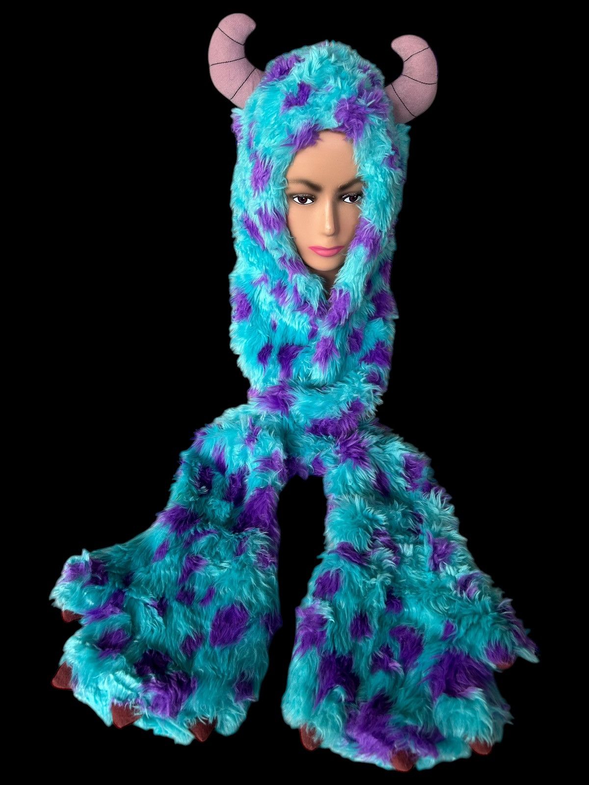 Japanese Brand × Kapital × Vintage Very Rare Monsters Inc Fur Fluffy Beanie Scarf Hats Size ONE SIZE - 2 Thumbnail