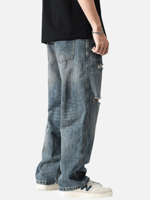 Japanese Brand × Jean Vintage blue distressed loose straight casual ripped jeans Size US 32 / EU 48 - 3 Thumbnail