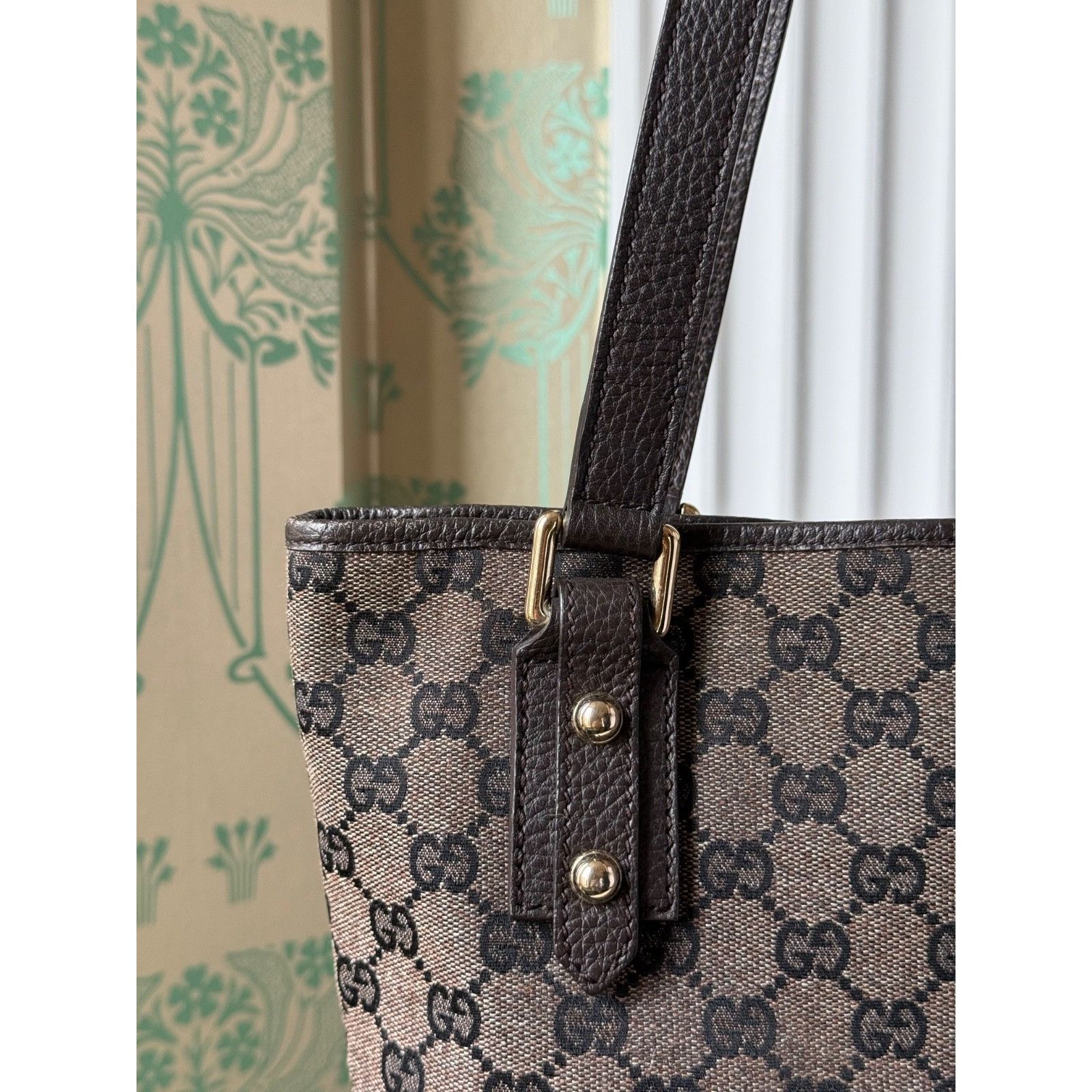 Gucci Gucci Monogram GG Jaquard Canvas Grey Brown Small Tote Hand Size ONE SIZE - 11 Thumbnail
