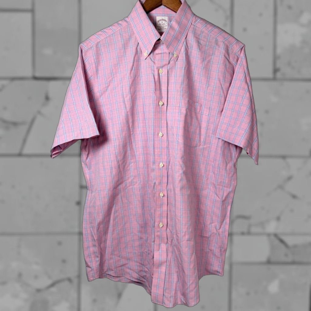 Brooks Brothers Brooks Brothers Pink Plaid Short Sleeve Button-Down Shirt Mens 16 Regular Size 16 Pink Plaid Button-Up Mens Shirts Size US L / EU 52-54 / 3 - 1 Thumbnail