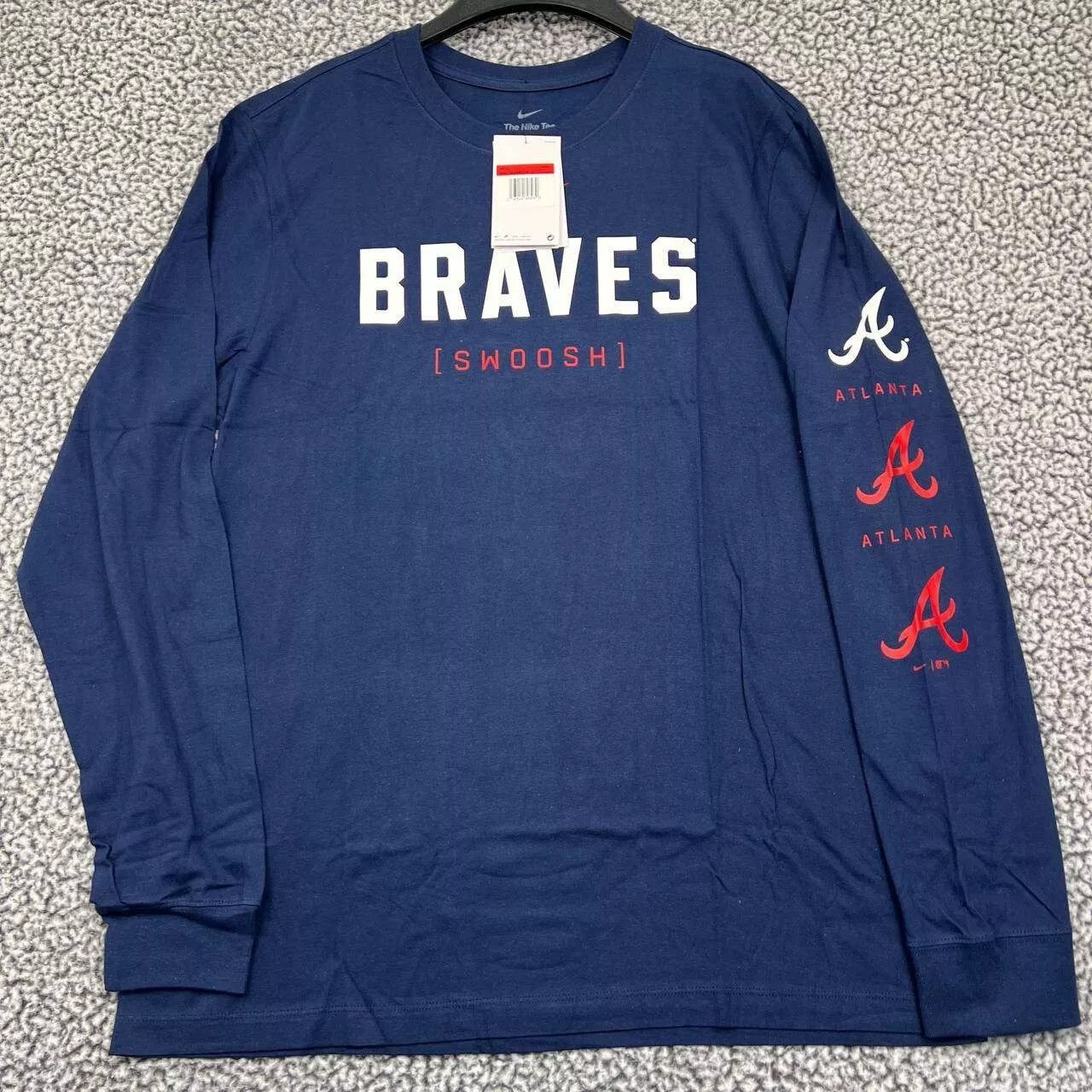 Nike Atlanta Braves Shirt Men Long Sleeve Pullover Crew Neck L Size US L / EU 52-54 / 3 - 1 Thumbnail