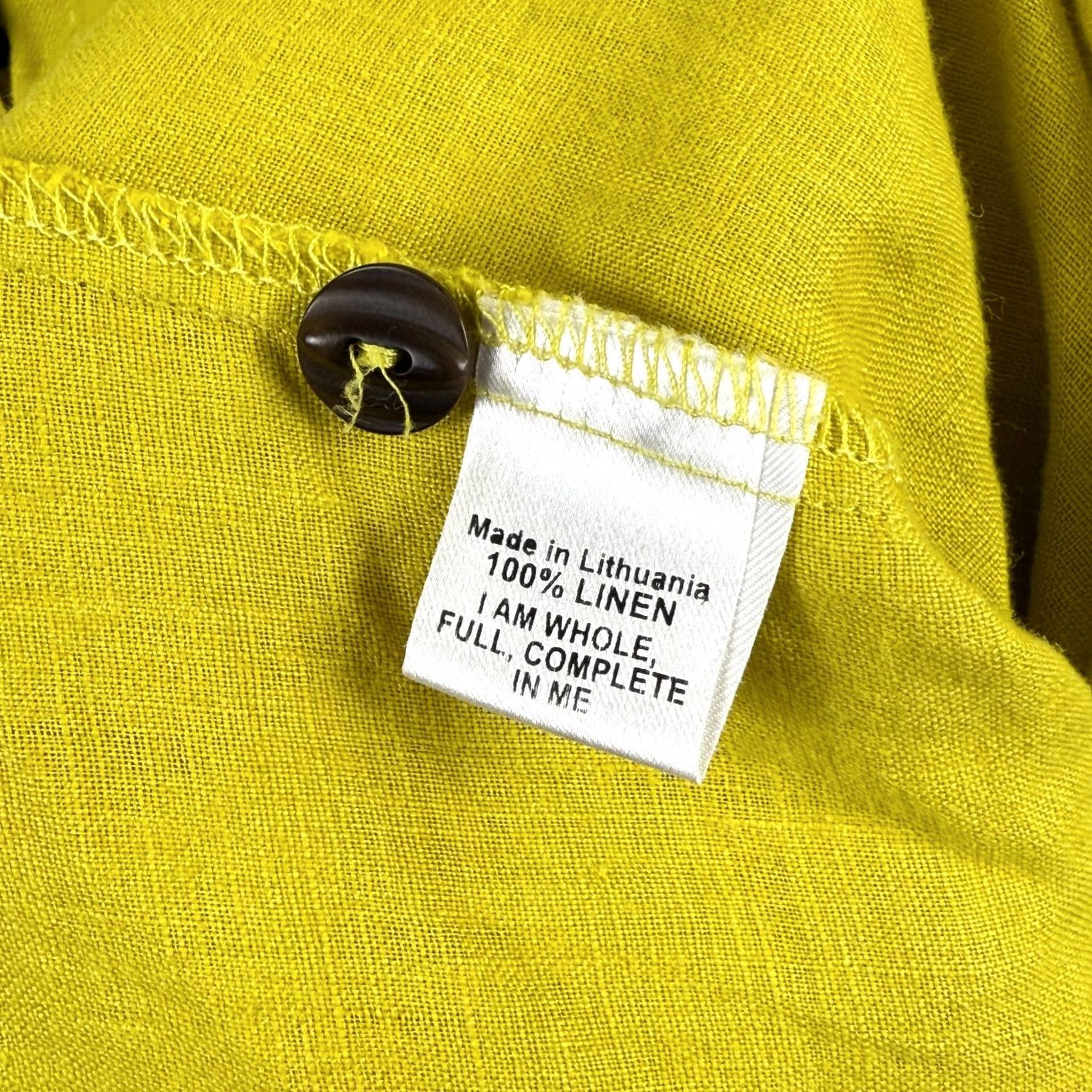 FLAX FLAX Blouse Tunic Top Linen Yellow Small Button Down Long Sleeve Collared Women Shirt Blouse Fashion Size S / US 4 / IT 40 - 5 Thumbnail
