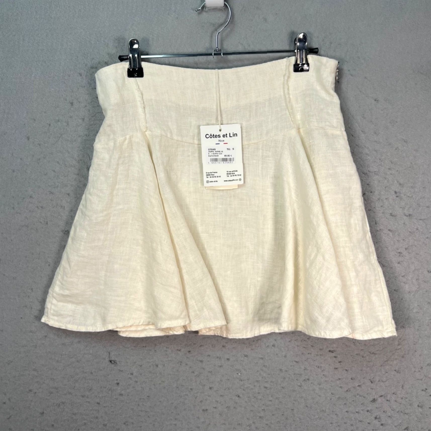 Vintage Côtes Et Lin Womens Small Flared Linen Skirt Ivory Made In Italy Lightweight Casual Summer Linen Skirt Womens S Ivory Flare Size 28" / US 6 / IT 42 - 2 Thumbnail