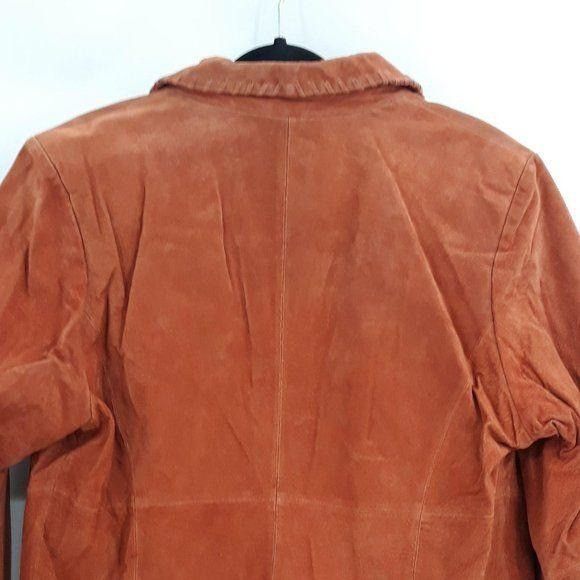 Vintage Vtg 80s Orange Genuibe Leather Jacket Sz 16W Blazer Suede Em Size XXL / US 16-18 / IT 52-54 - 8 Thumbnail