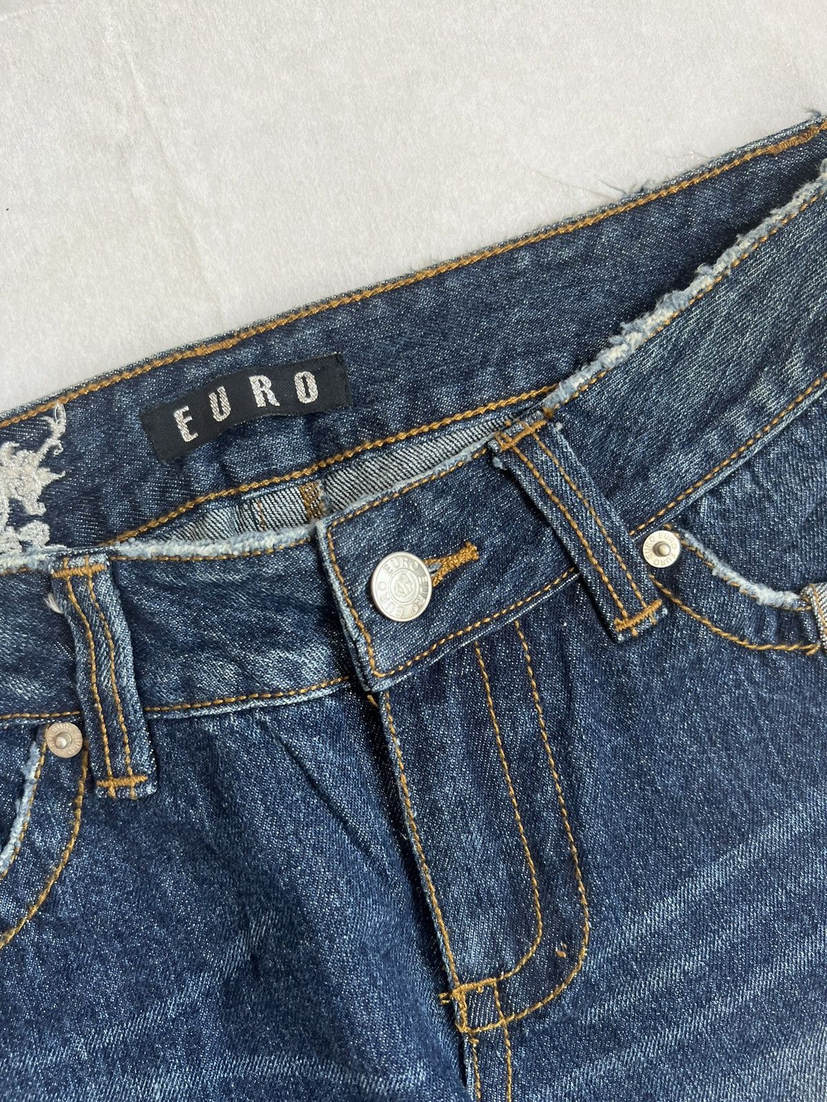 Japanese Brand Euro Distressed Patchwork Flared Jeans Wide Leg Size 29" - 6 Thumbnail