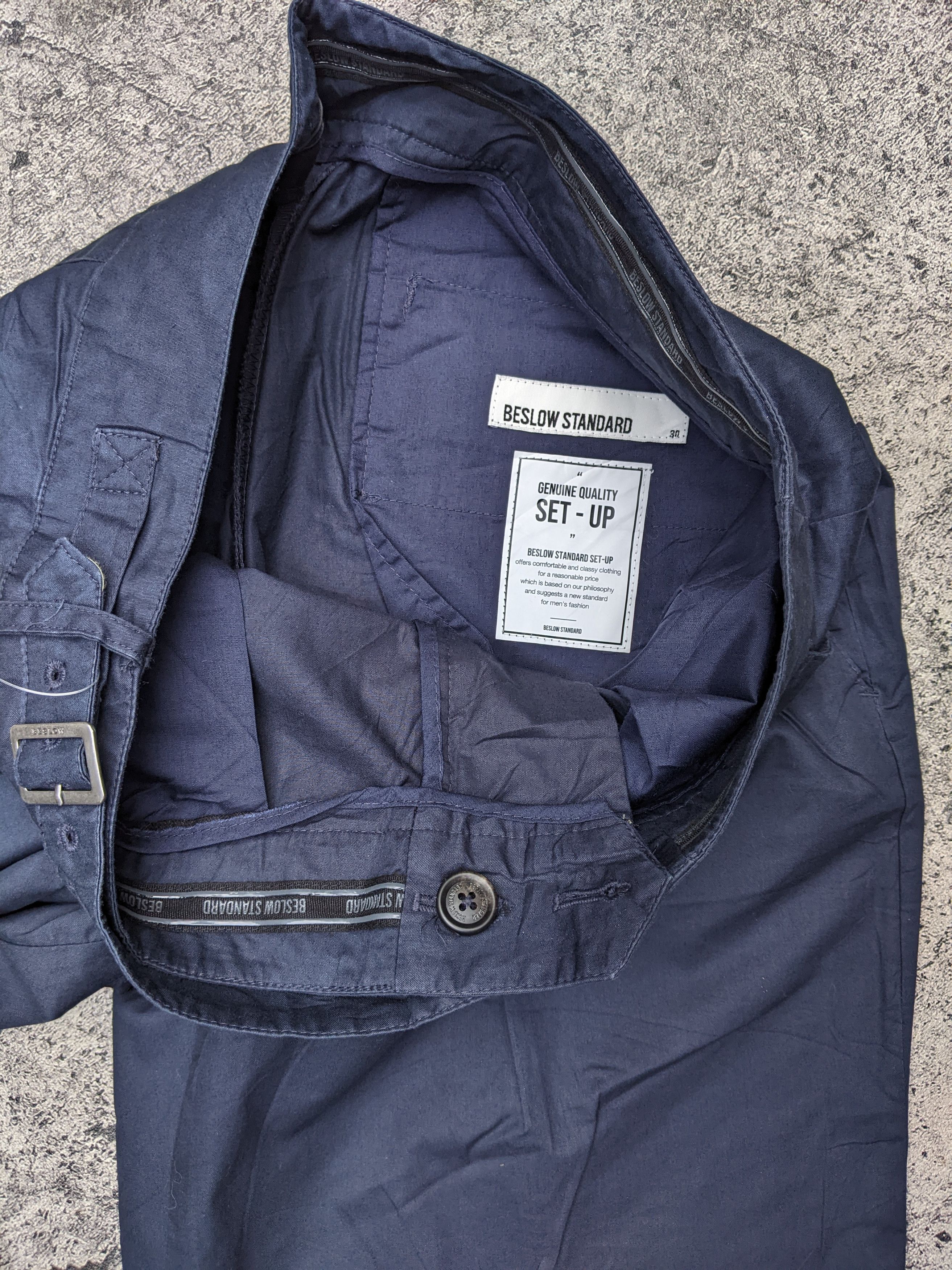 Japanese Brand Beslow Standard Gurkha Ankle Pants Navy 🔵 Size US 30 / EU 46 - 6 Thumbnail