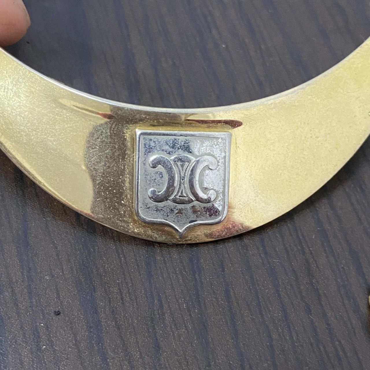 Celine Celine Vintage Gold Collar Necklace with Chain – Shield Logo Size ONE SIZE - 15 Thumbnail