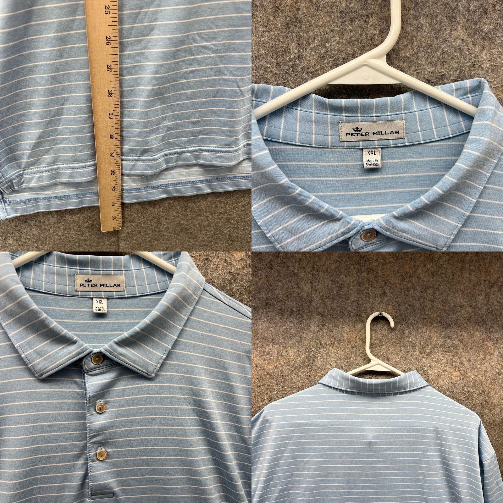 Peter Millar Peter Millar Polo Shirt Men 2XL Blue Striped Crown Crafted Halifax Stretch Short Sleeve Collared Button Polo Size US XXL / EU 58 / 5 - 8 Thumbnail
