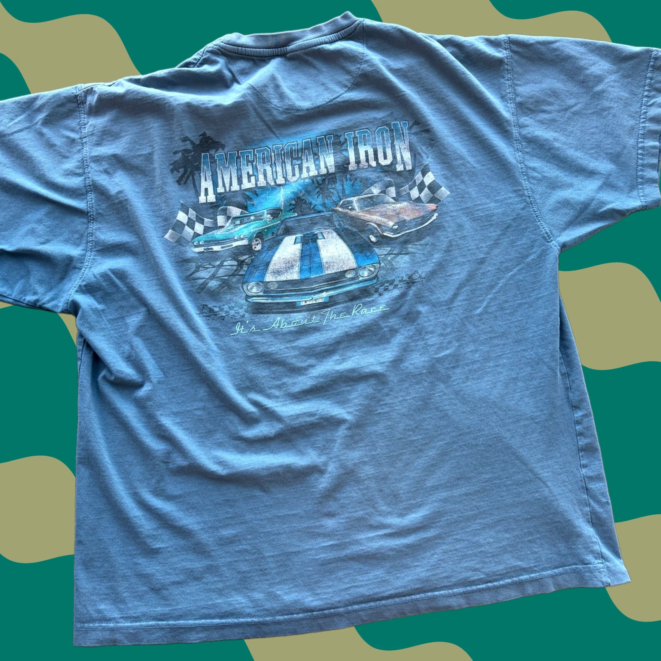 Vintage VINTAGE American Iron Muscle Car Newport Blue Beach Surf Graphic Tee XXL Mens Size US XXL / EU 58 / 5 - 1 Thumbnail
